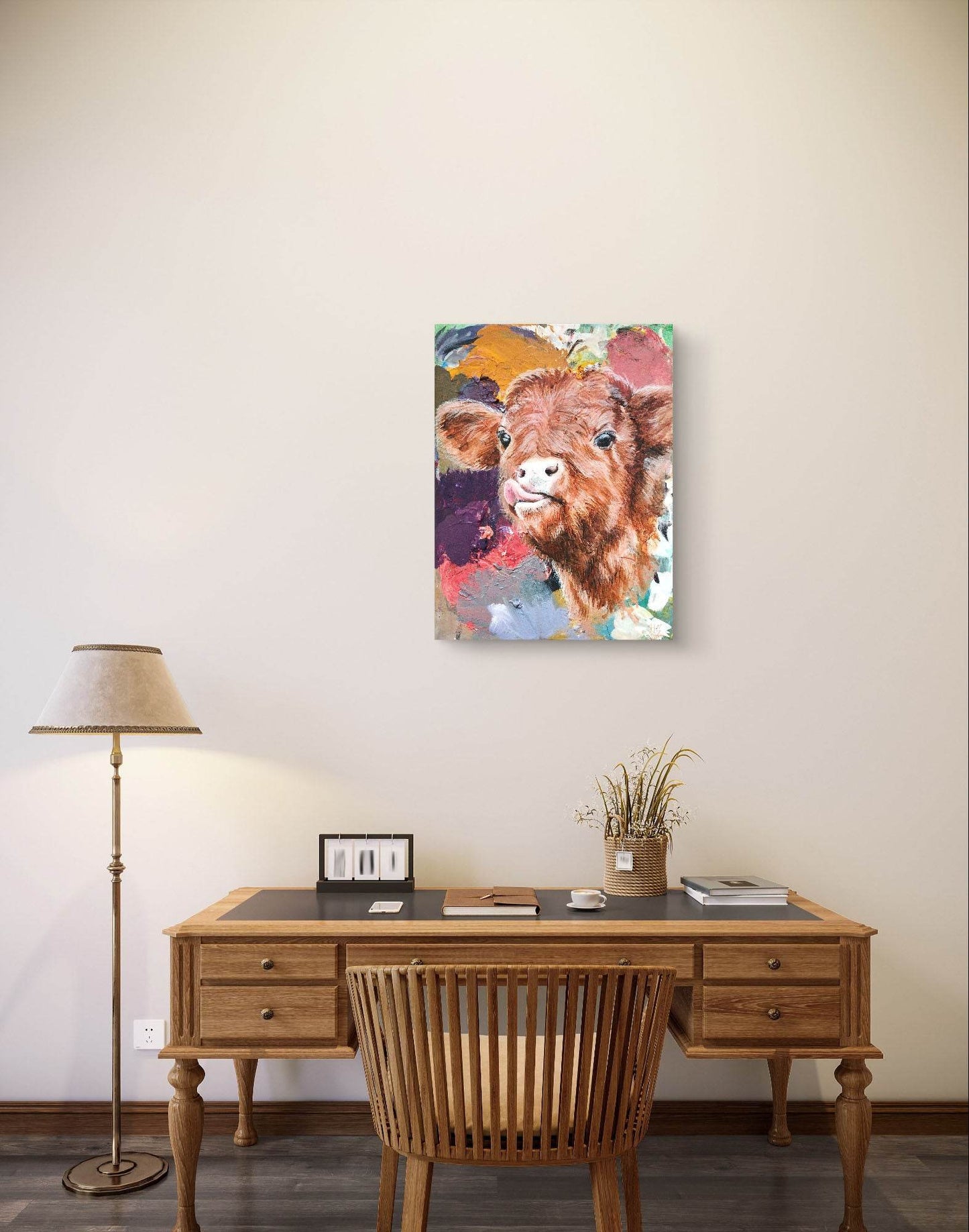 Gemälde Kalb – handgemaltes Original Acrylbild (30 x 40 cm) - H1Z Art