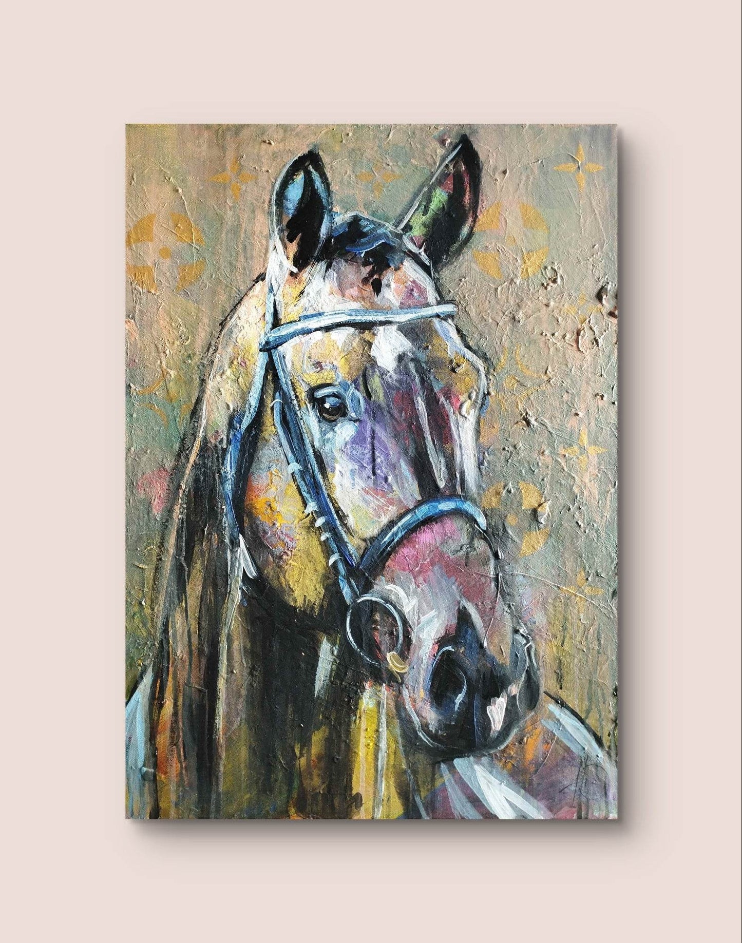 H1Z ART Acrylbild Gemälde Pferd – handgemaltes Original Acrylbild (50 x 70 cm)