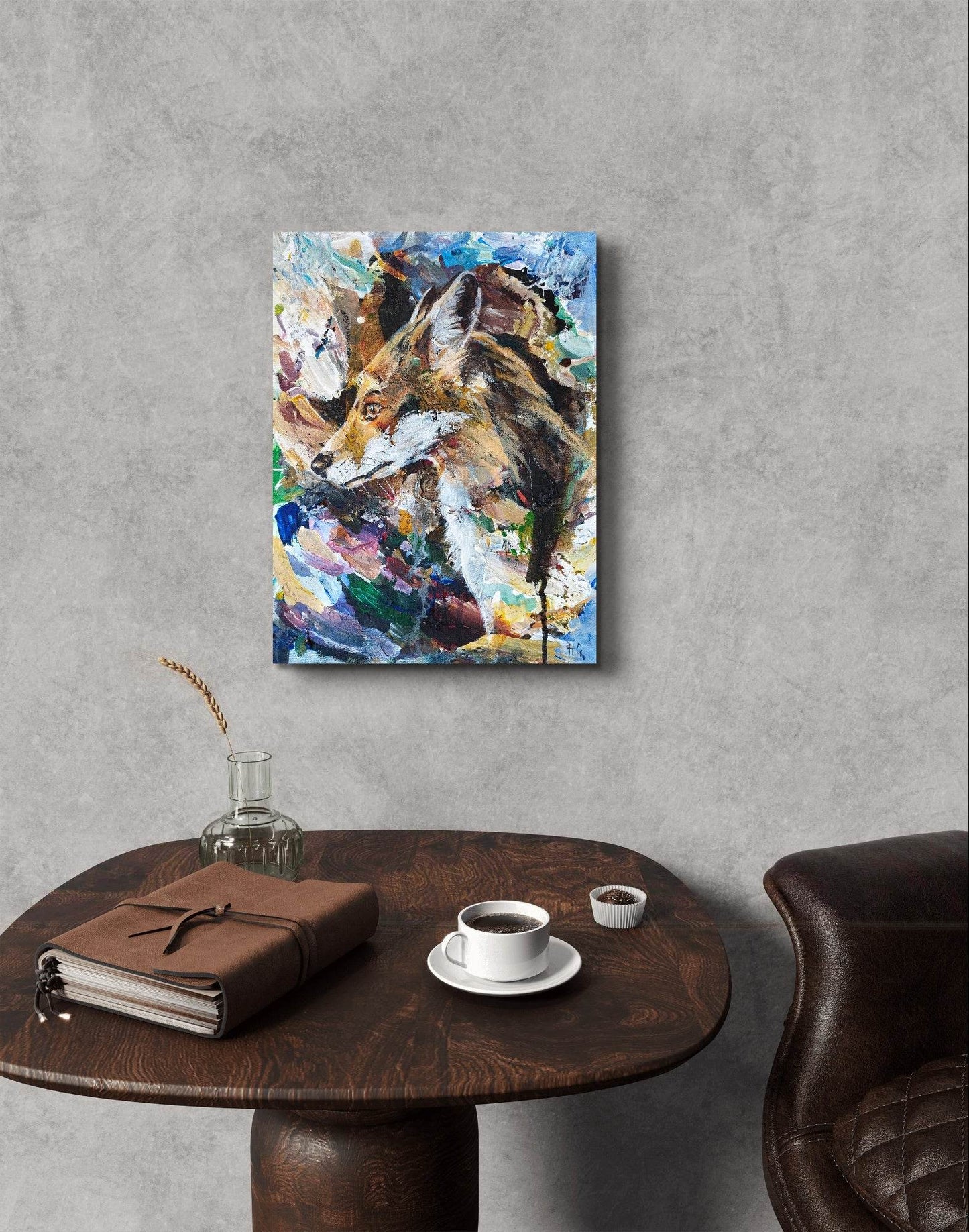 Wandbild Fuchs Acryl auf Leinwand (30 x 40 cm) - H1Z Art – Zeitgenössische Kunst aus Leipzig