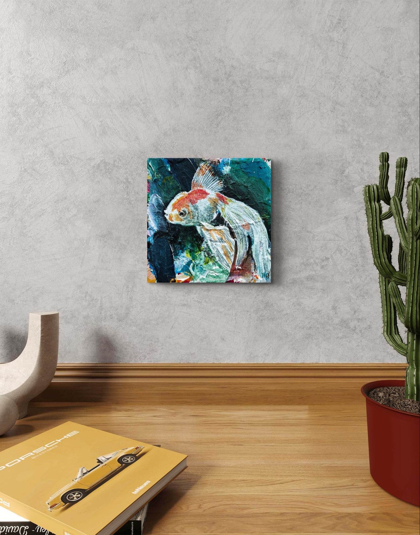 Heinz Acrylbild Wandbild Goldfisch II Acryl auf Leinwand (10 x 10 cm)