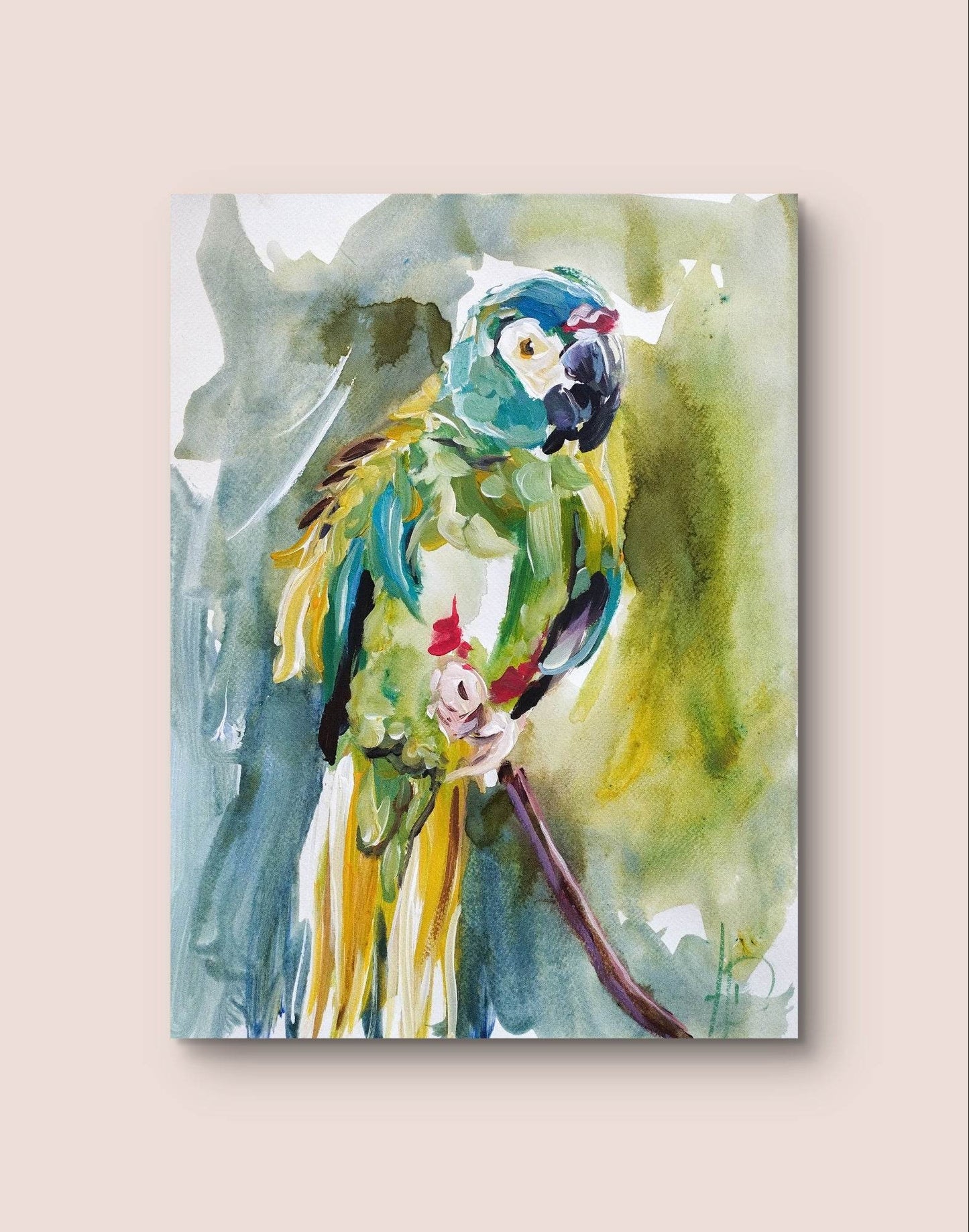 Aquarellbild Papagei (30 × 40 cm)