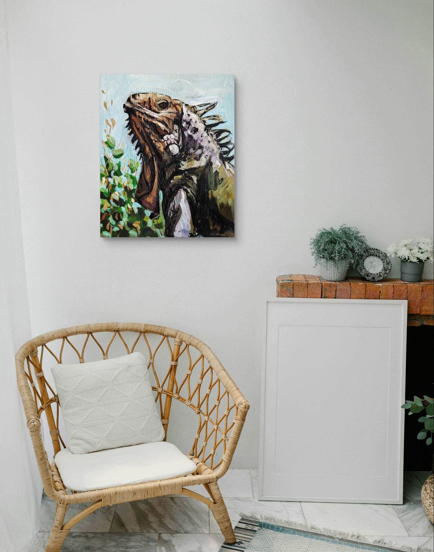 Gemälde Leguan – handgemaltes Original Acrylbild (40 x 50 cm)