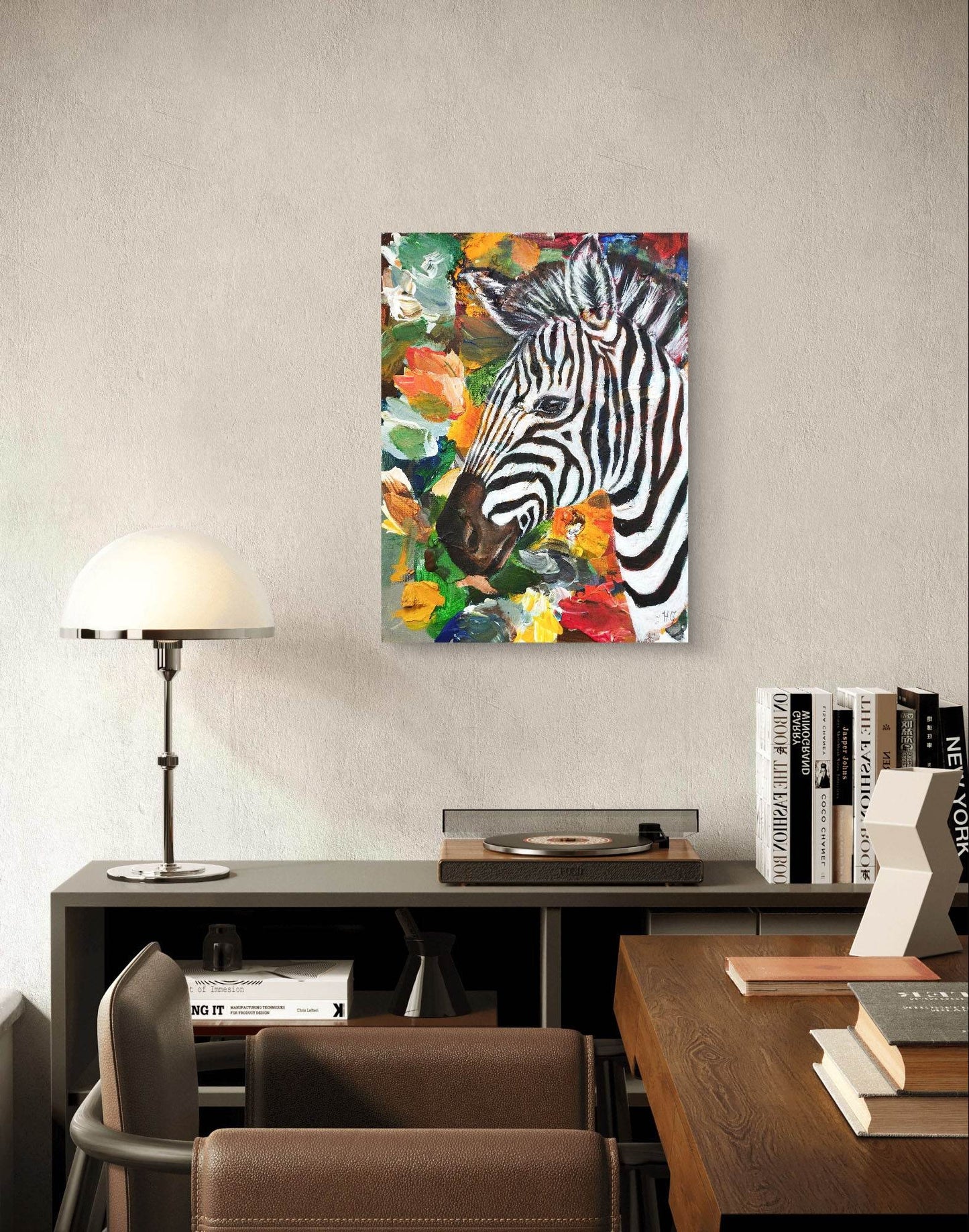 Gemälde bunt Zebra – handgemaltes Original Acrylbild (30 x 40 cm) - H1Z Art