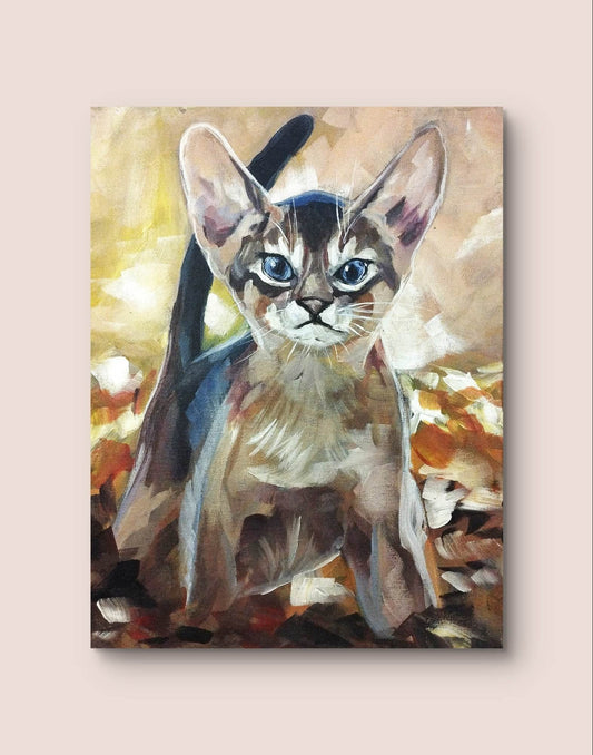 Expressiv-realistisches Gemälde Wildkatze – handgemaltes Original Acrylbild (30 x 40 cm) auf Leinwand von H1Z ART in lebendiger Atmosphäre