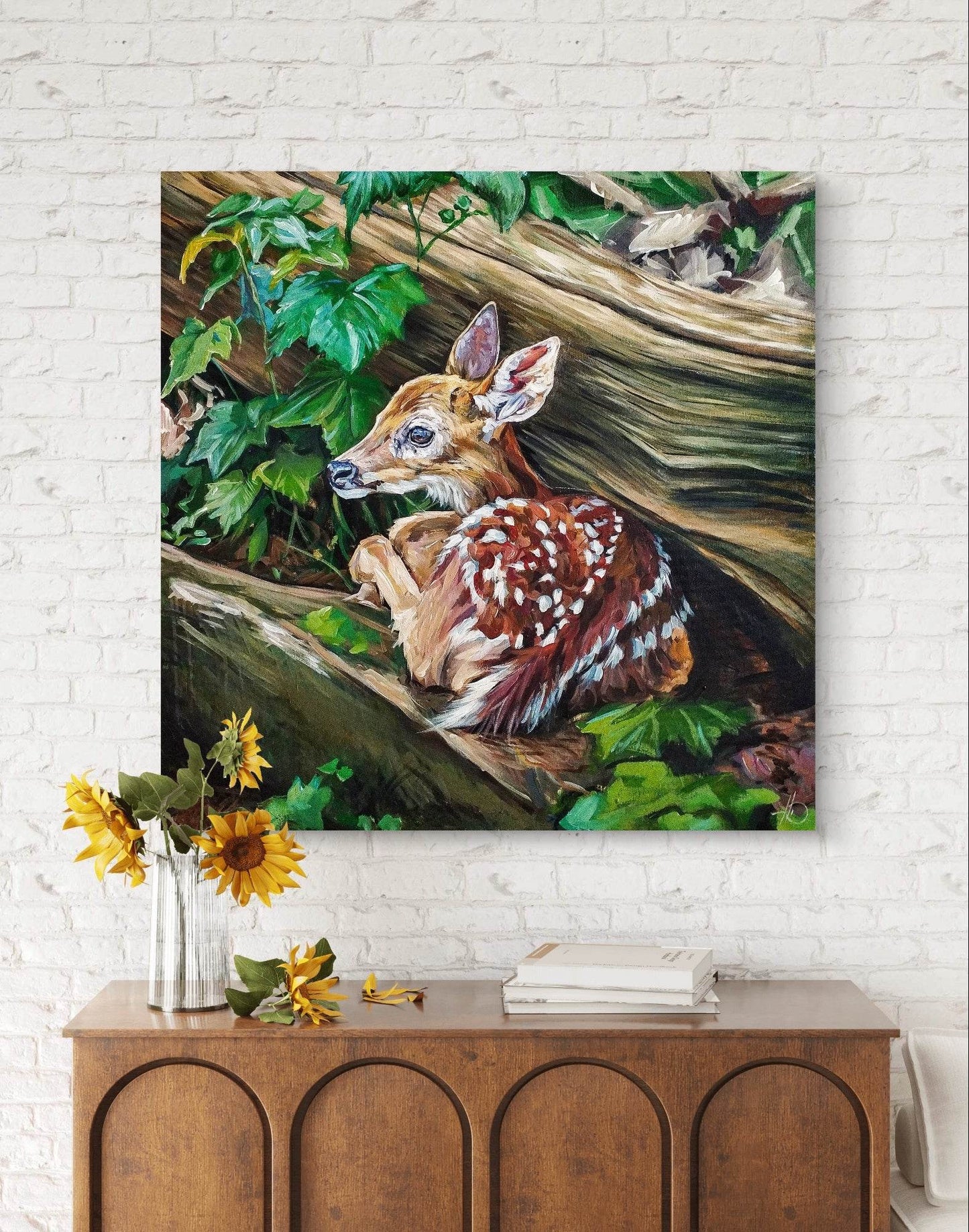 Heinz Acrylbild Wandbild junges Reh Acryl auf Leinwand (100 x 100 cm)