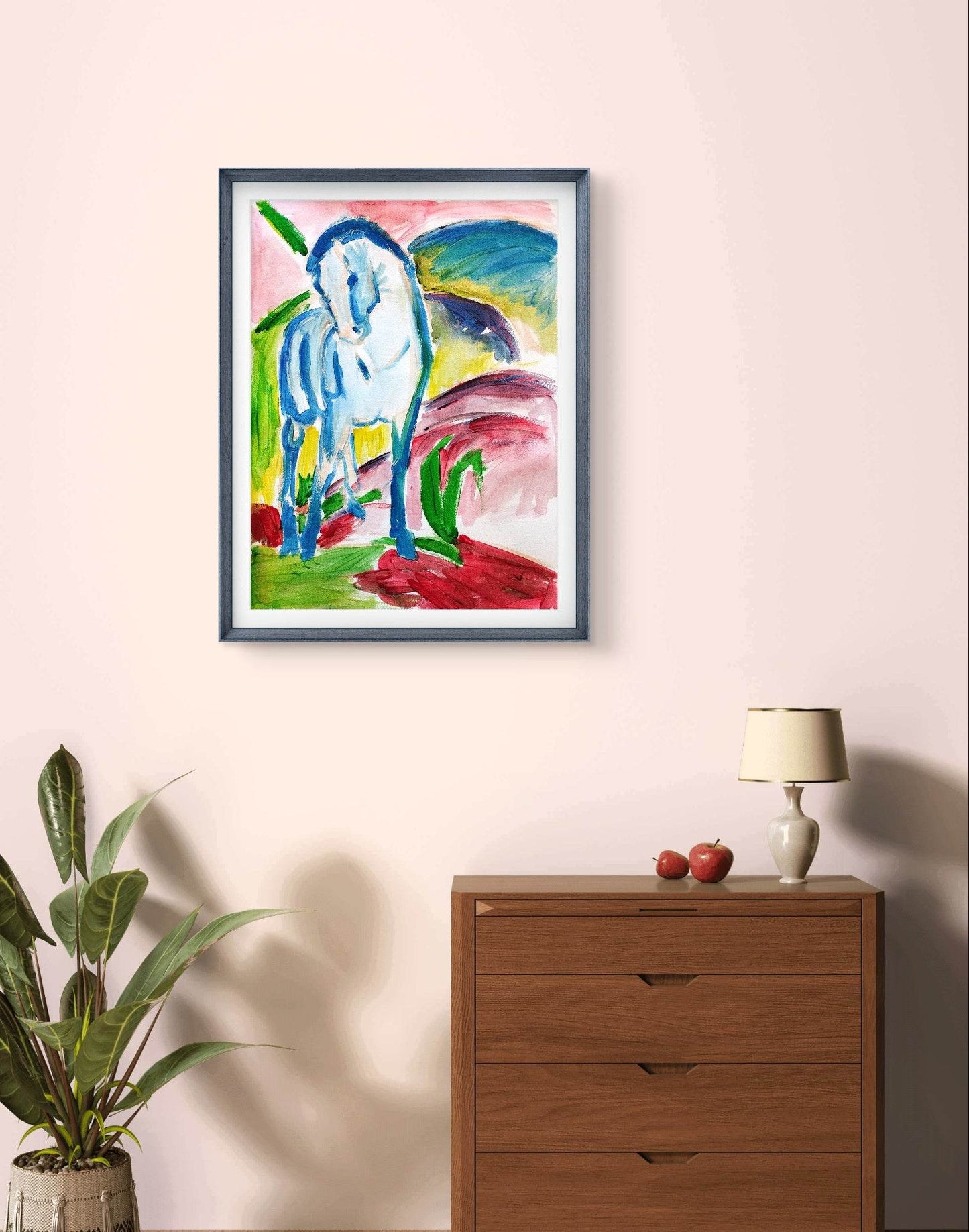 Aquarellbild Der Blaue Reiter von Franz Marc (30 × 40 cm)