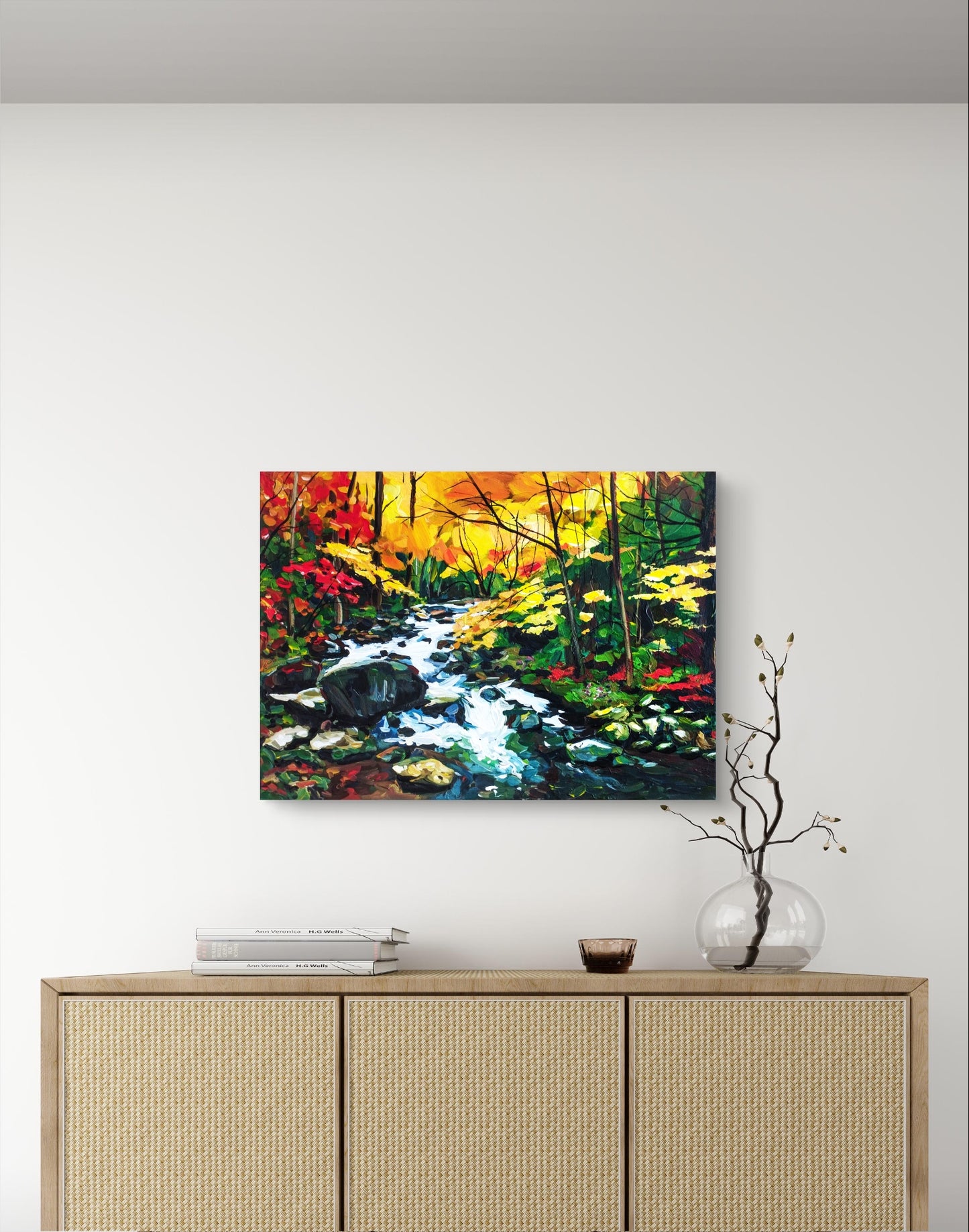 Gemälde "Flussgeflüster im Wald" 50 x 70 cm - Heinz