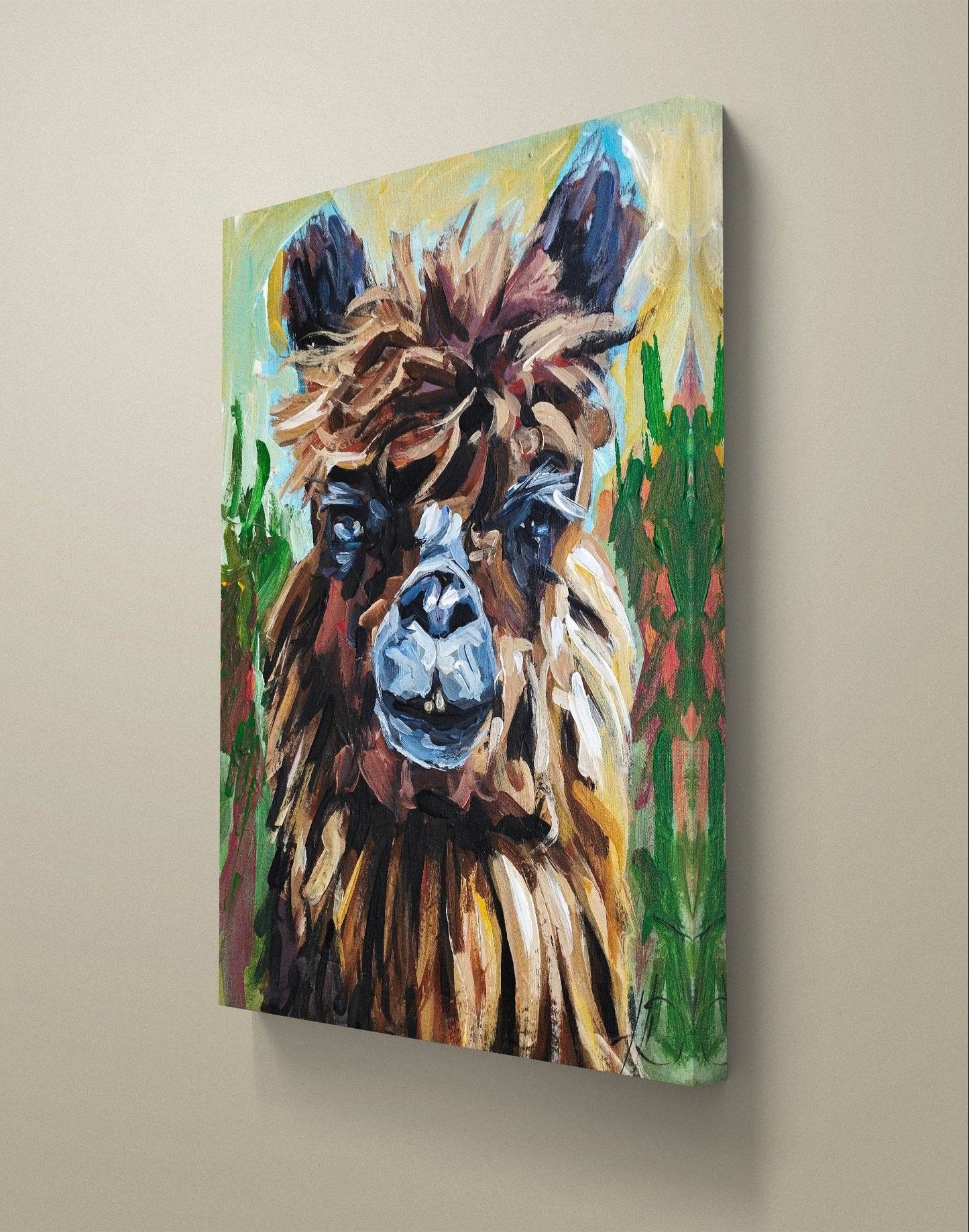 Gemälde Alpaka – handgemaltes Original Acrylbild (30 x 40 cm)