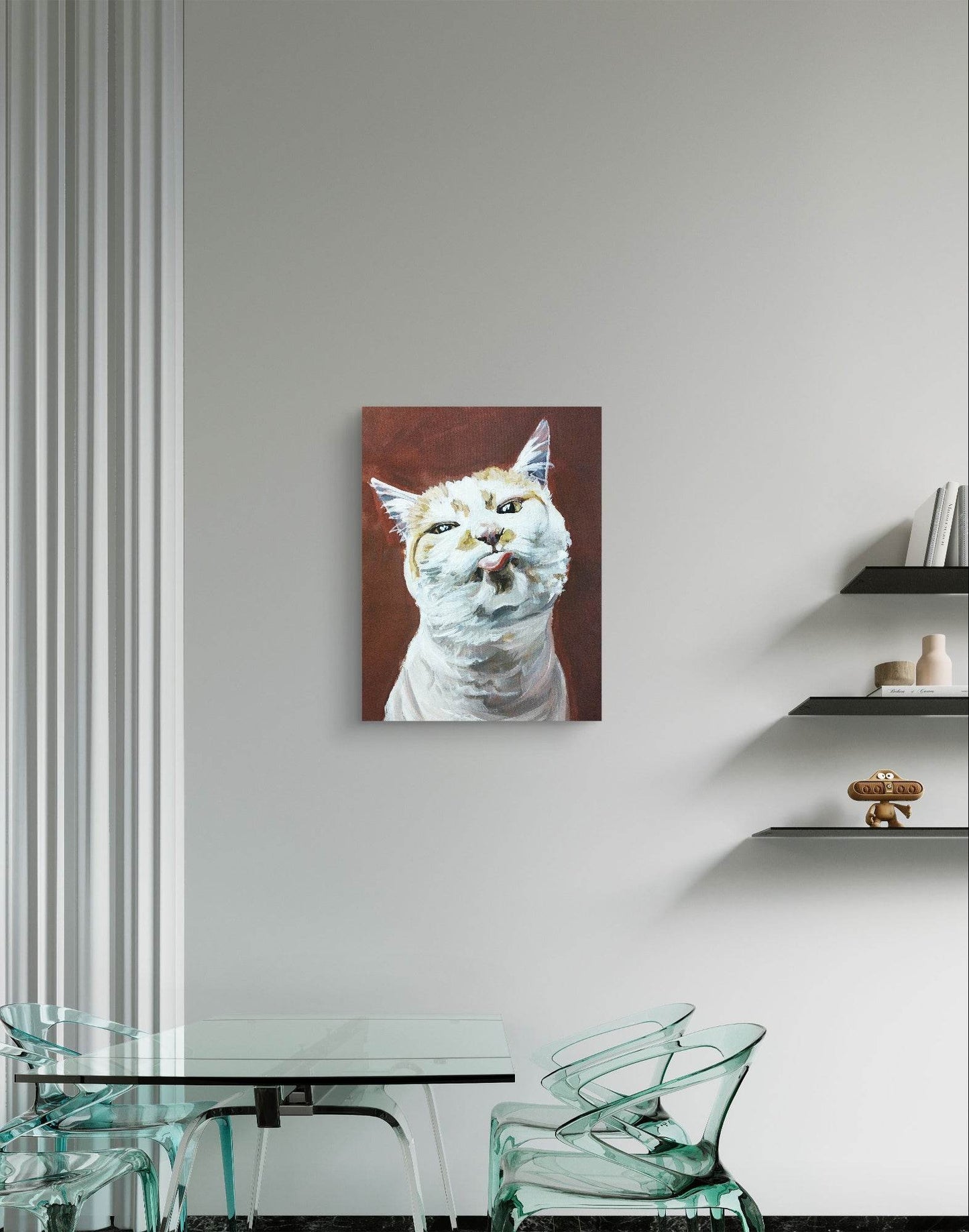 Gemälde freche Katze – handgemaltes Original Acrylbild (30 x 40 cm)