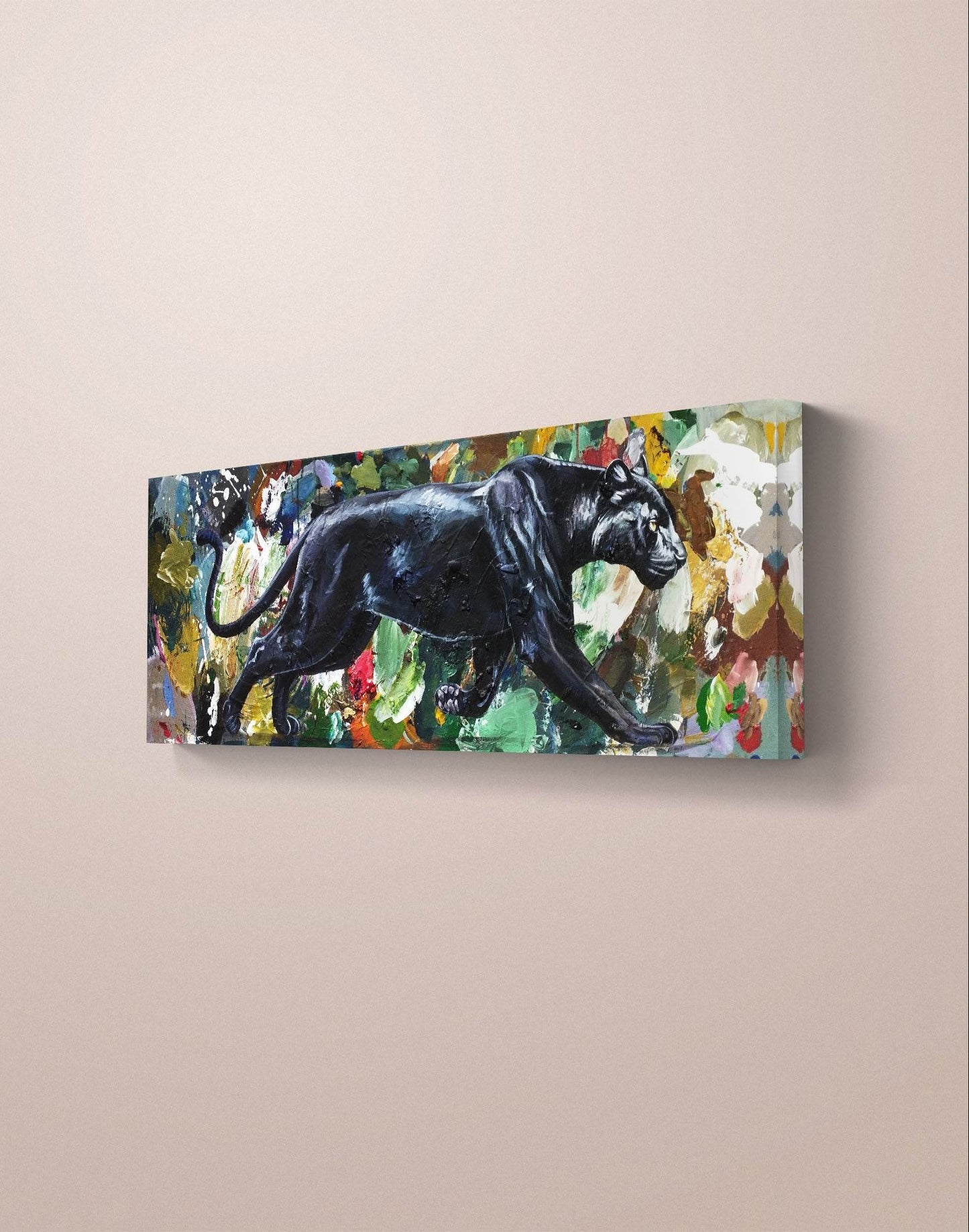 Gemälde Panther – handgemaltes Original Acrylbild (120 x 40 cm) - H1Z Art