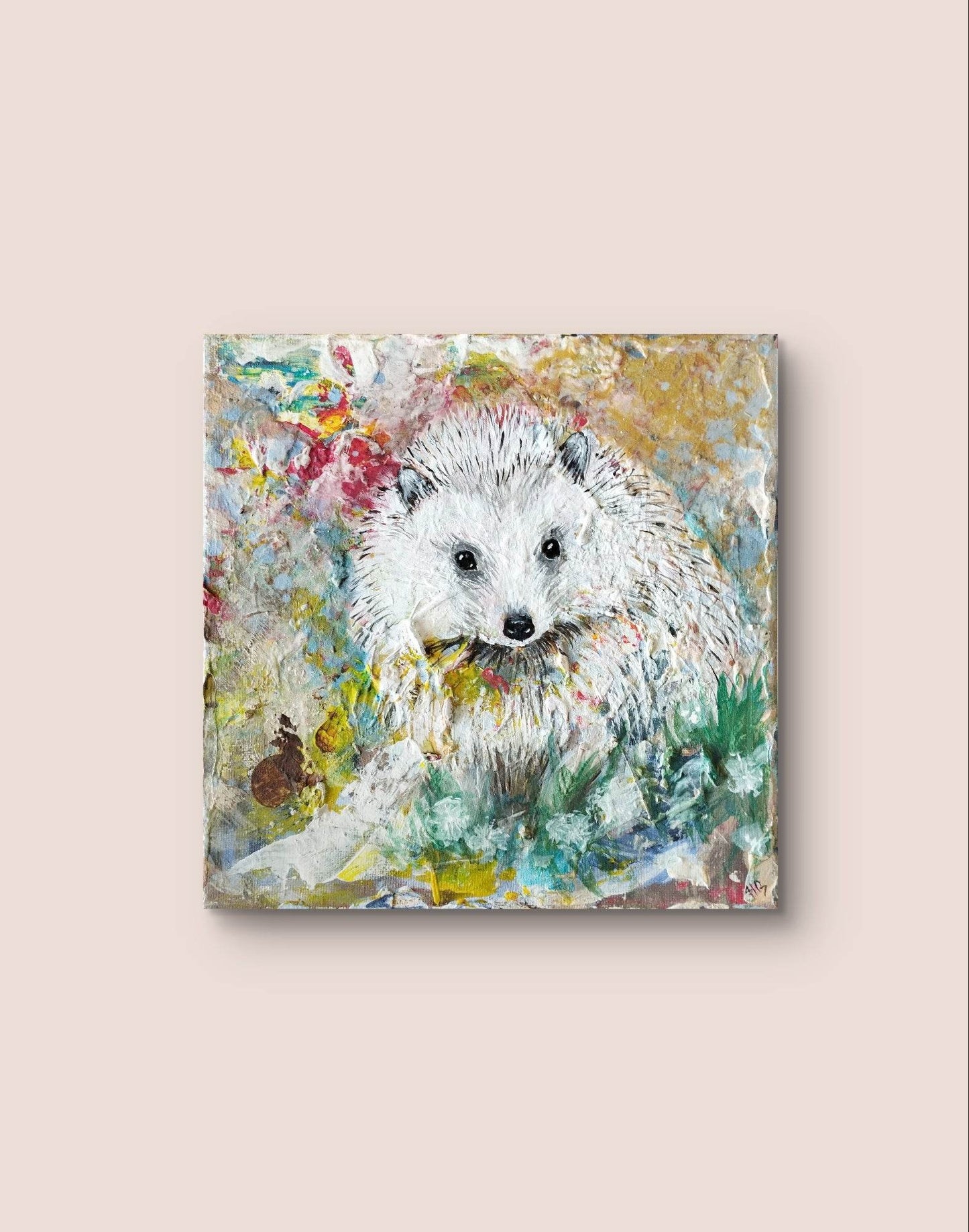 Gemälde Igel II – handgemaltes Original Acrylbild (20 x 20 cm)