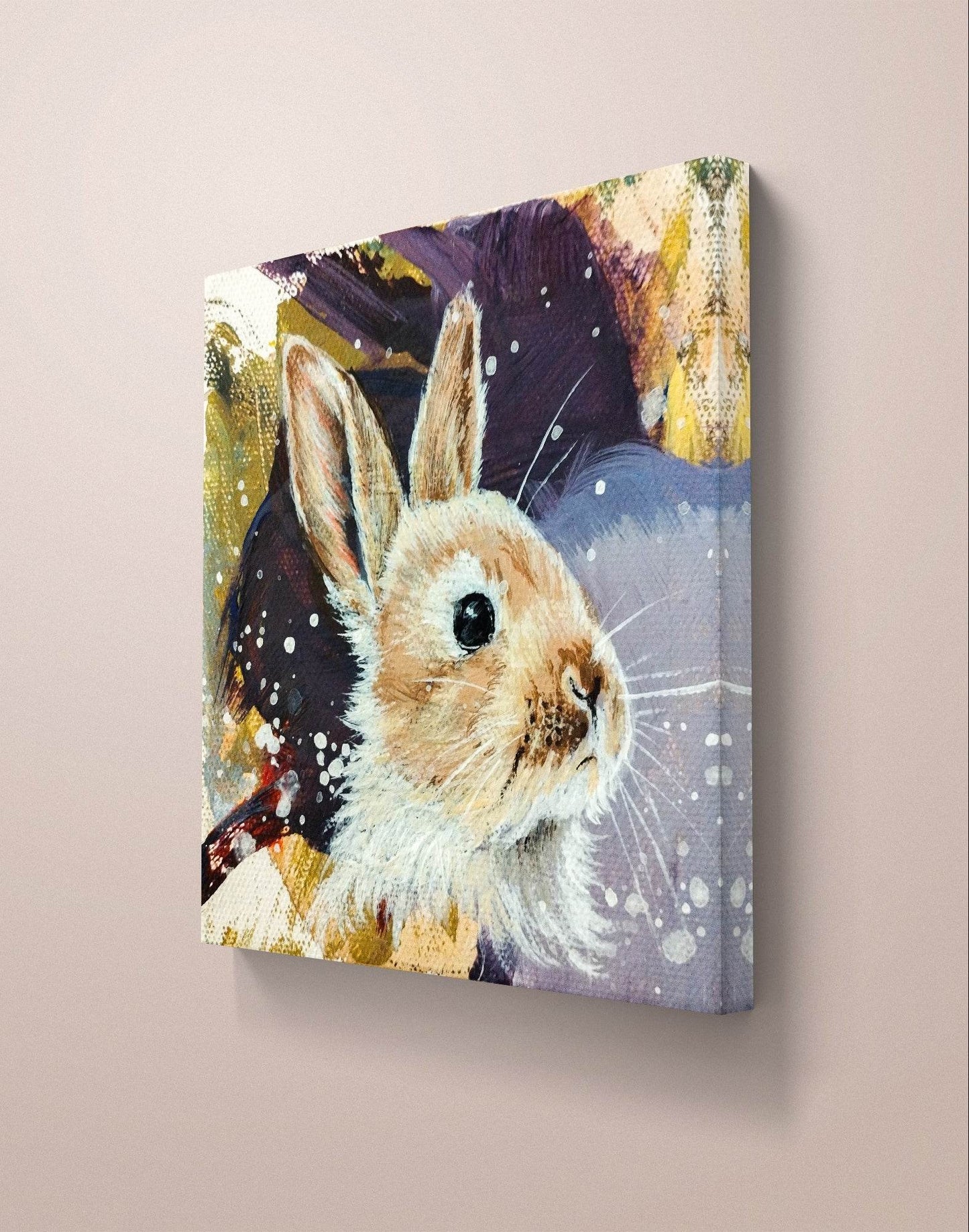 Gemälde violett Kaninchen – handgemaltes Original Acrylbild (10 x 10 cm)