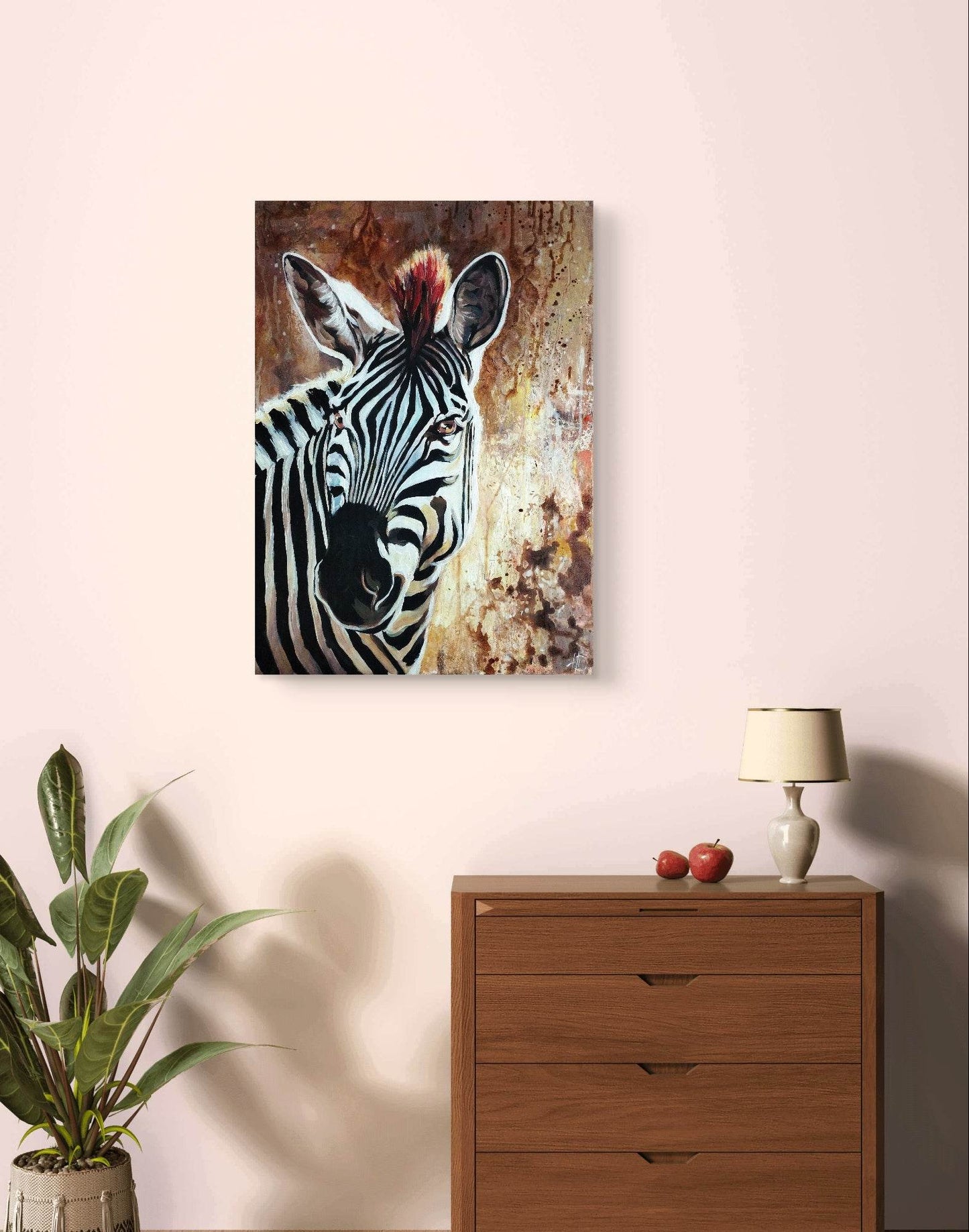 H1Z ART Acrylbild Gemälde Zebra im Morgenlicht – handgemaltes Original Acrylbild (50 x 70 cm)