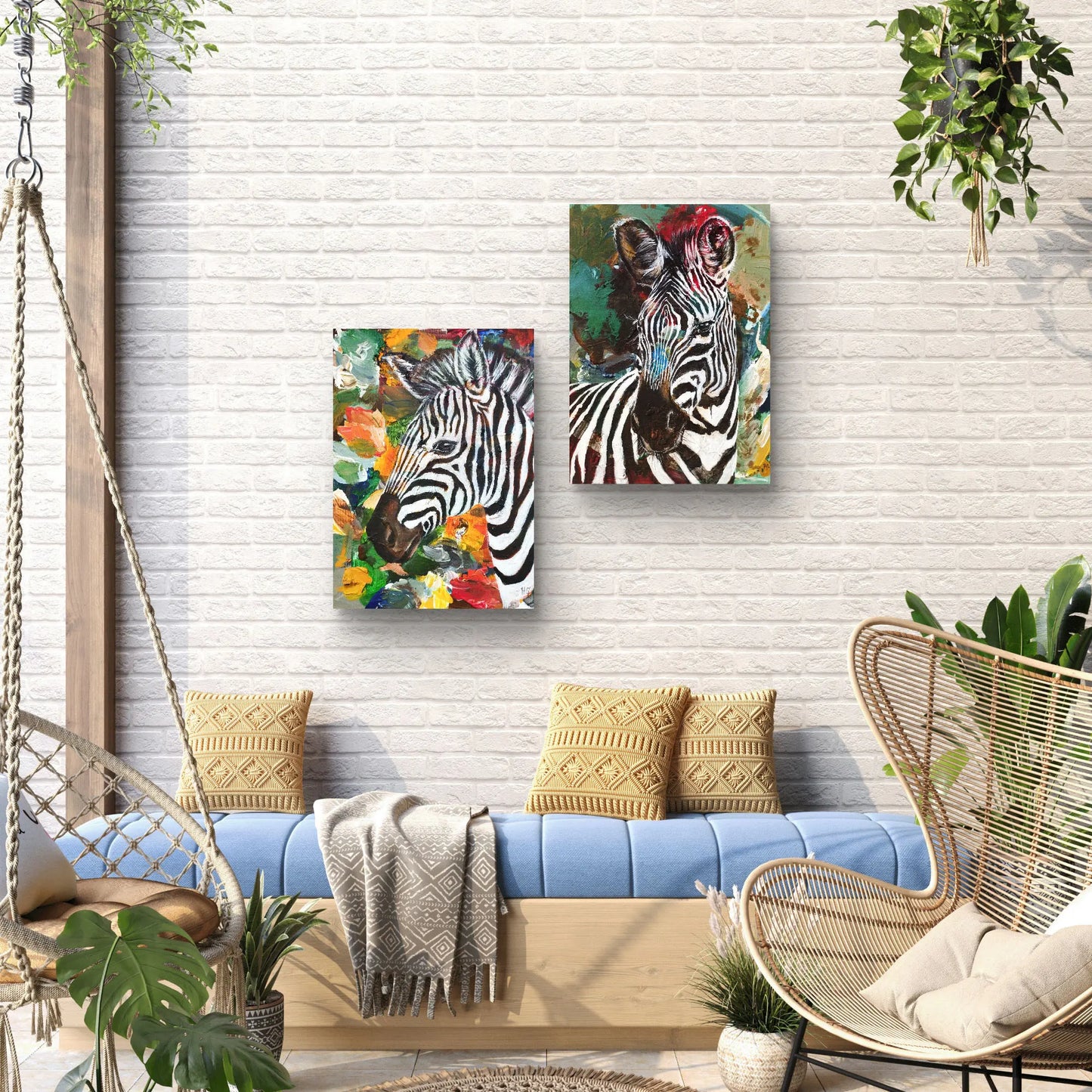 Painting Zebra on the Savannah – hand-painted original acrylic painting (30 x 40 cm)