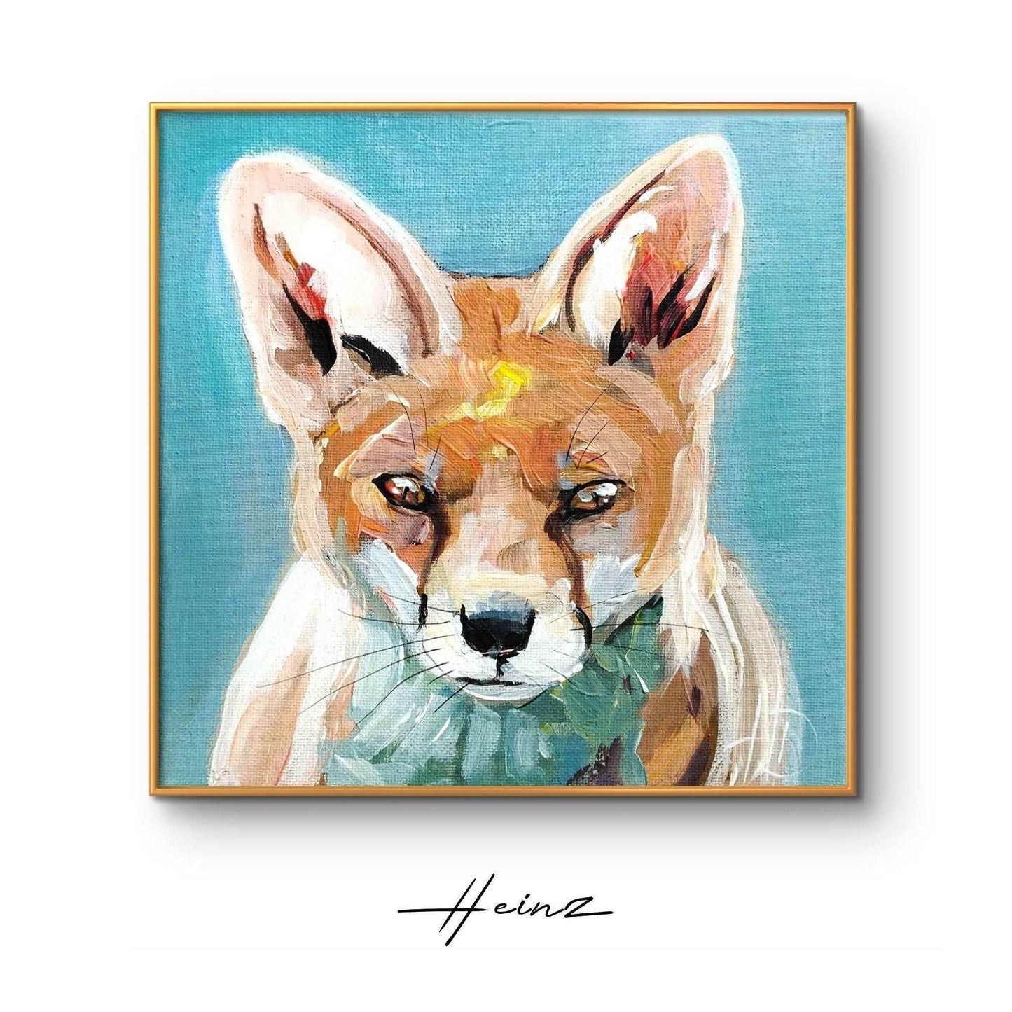 H1Z ART Acrylbild Gemälde Kleiner Fuchs – handgemaltes Original Acrylbild (20 x 20 cm)