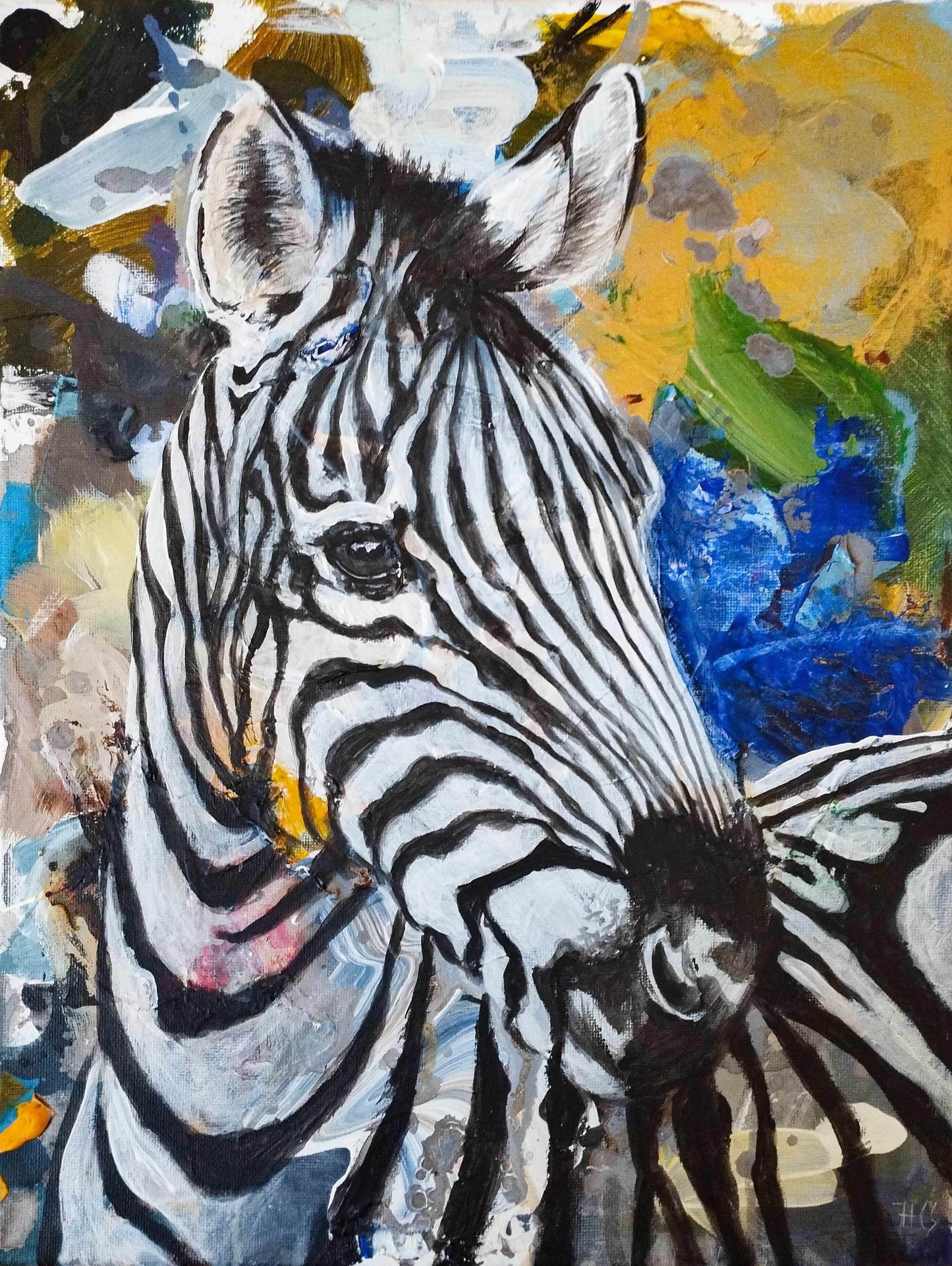Wandbild Zebra Acryl auf Leinwand (30 x 40 cm) - H1Z Art – Zeitgenössische Kunst aus Leipzig