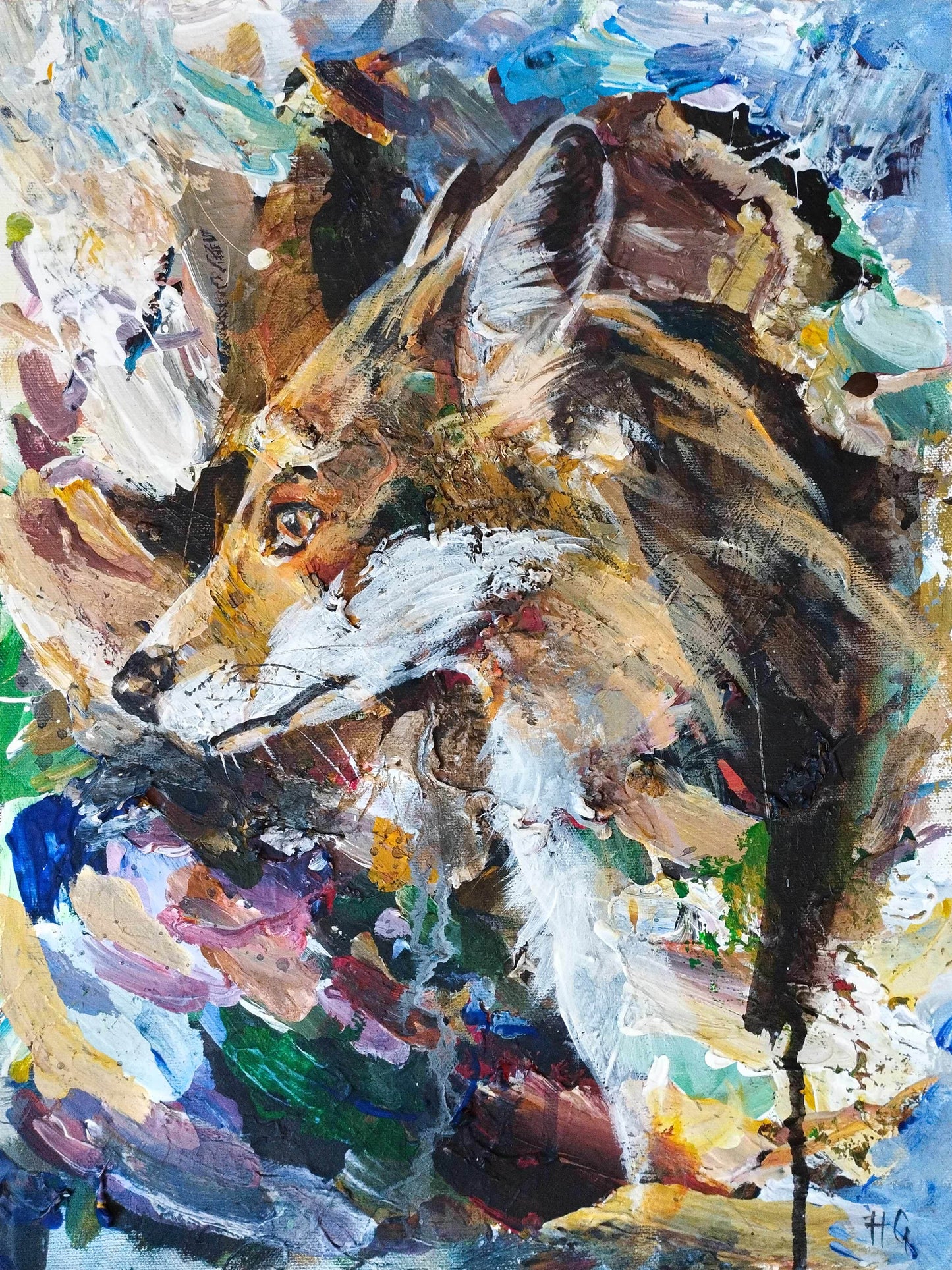 Wandbild Fuchs Acryl auf Leinwand (30 x 40 cm) - H1Z Art – Zeitgenössische Kunst aus Leipzig