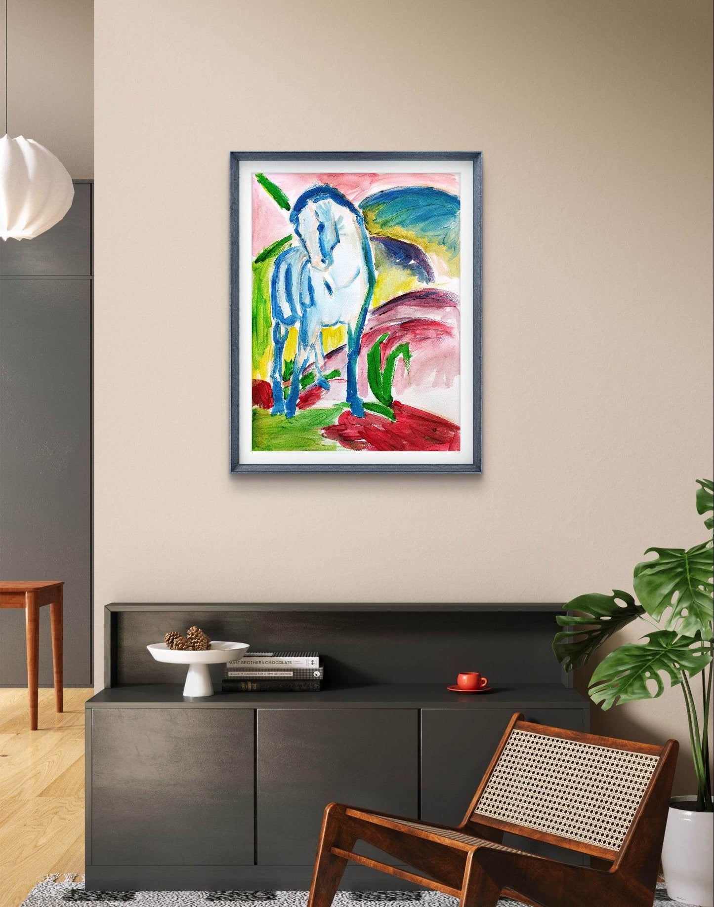 Aquarellbild Der Blaue Reiter von Franz Marc (30 × 40 cm)