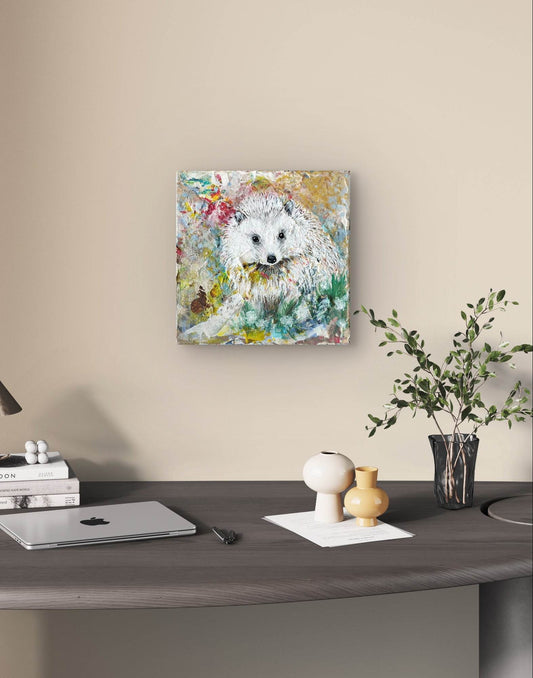 H1Z ART Acrylbild Gemälde Igel II – handgemaltes Original Acrylbild (20 x 20 cm)