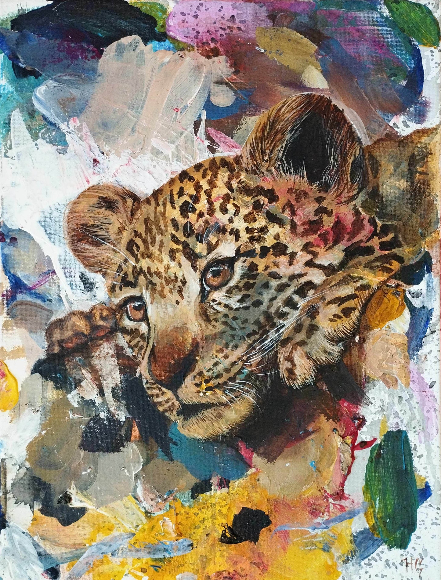 Wandbild Leopard Acryl auf Leinwand (30 x 40 cm) - H1Z Art – Zeitgenössische Kunst aus Leipzig