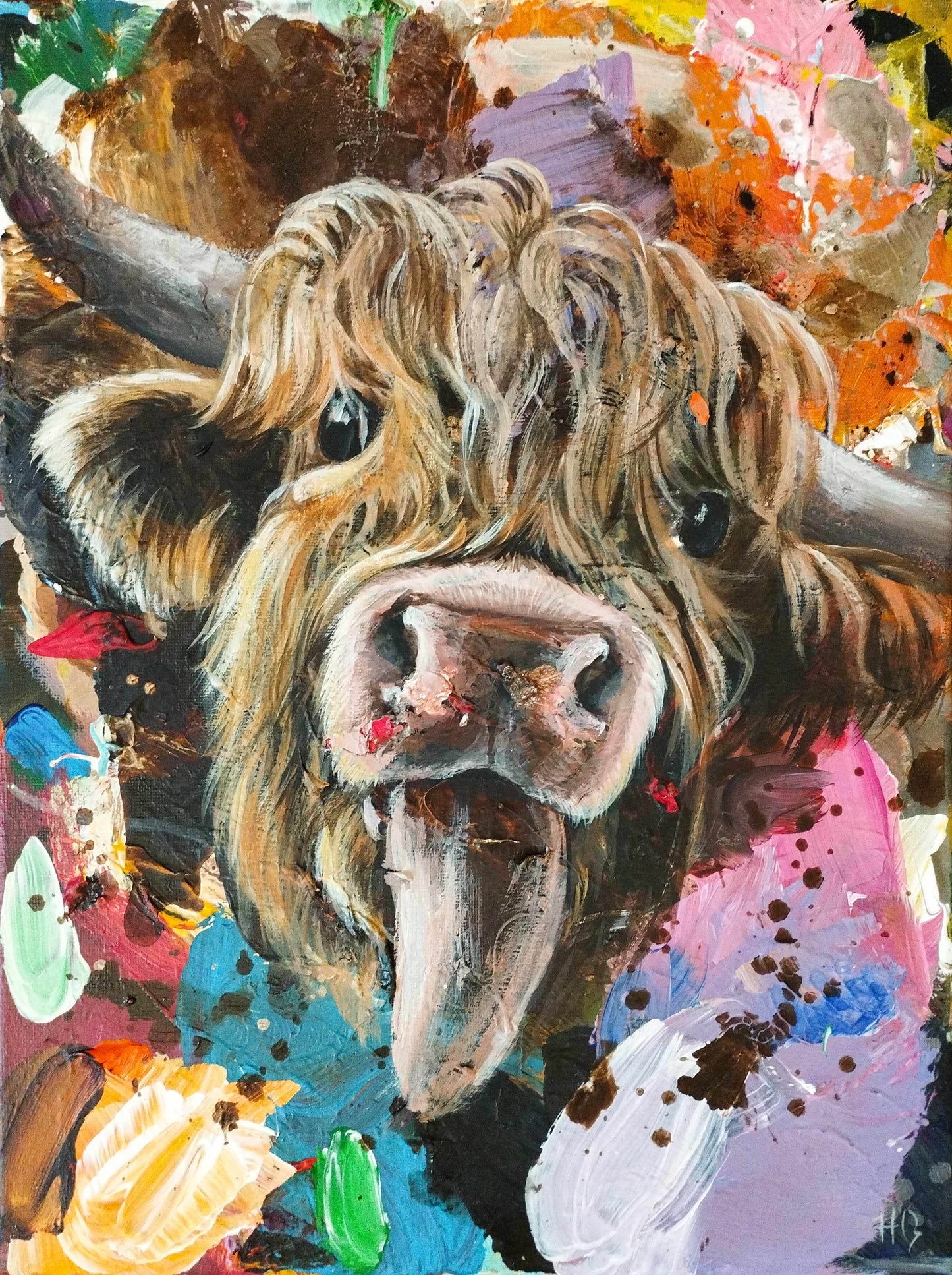 Wandbild Kuh Acryl auf Leinwand (30 x 40 cm) - H1Z Art – Zeitgenössische Kunst aus Leipzig