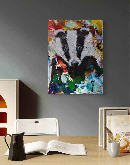 H1Z ART Acrylbild Gemälde Dachs – handgemaltes Original Acrylbild (30 x 40 cm)