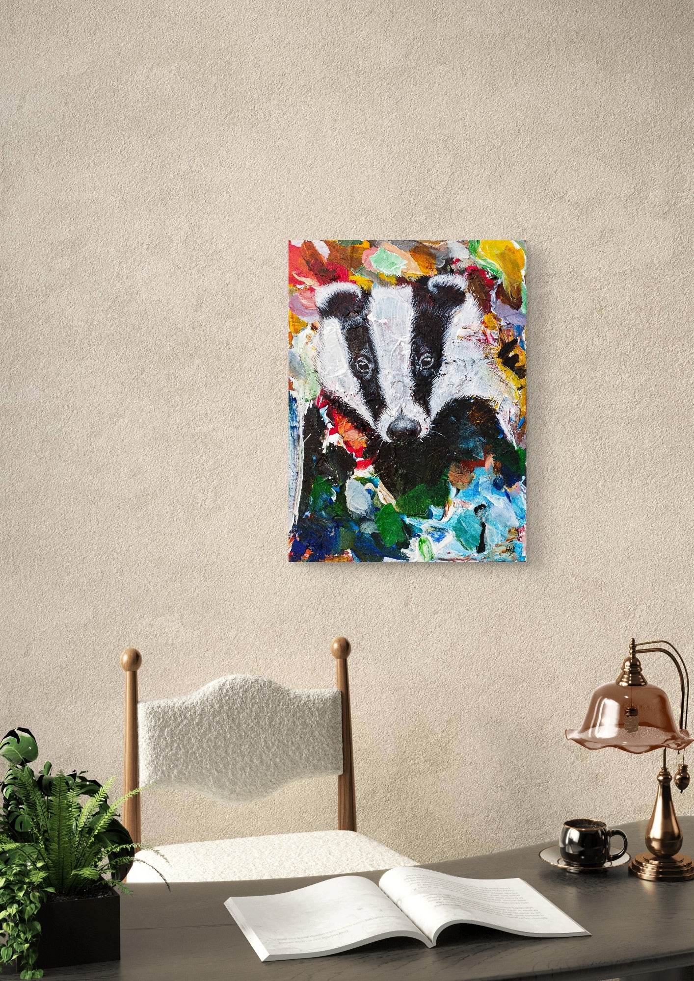 Gemälde Dachs – handgemaltes Original Acrylbild (30 x 40 cm)