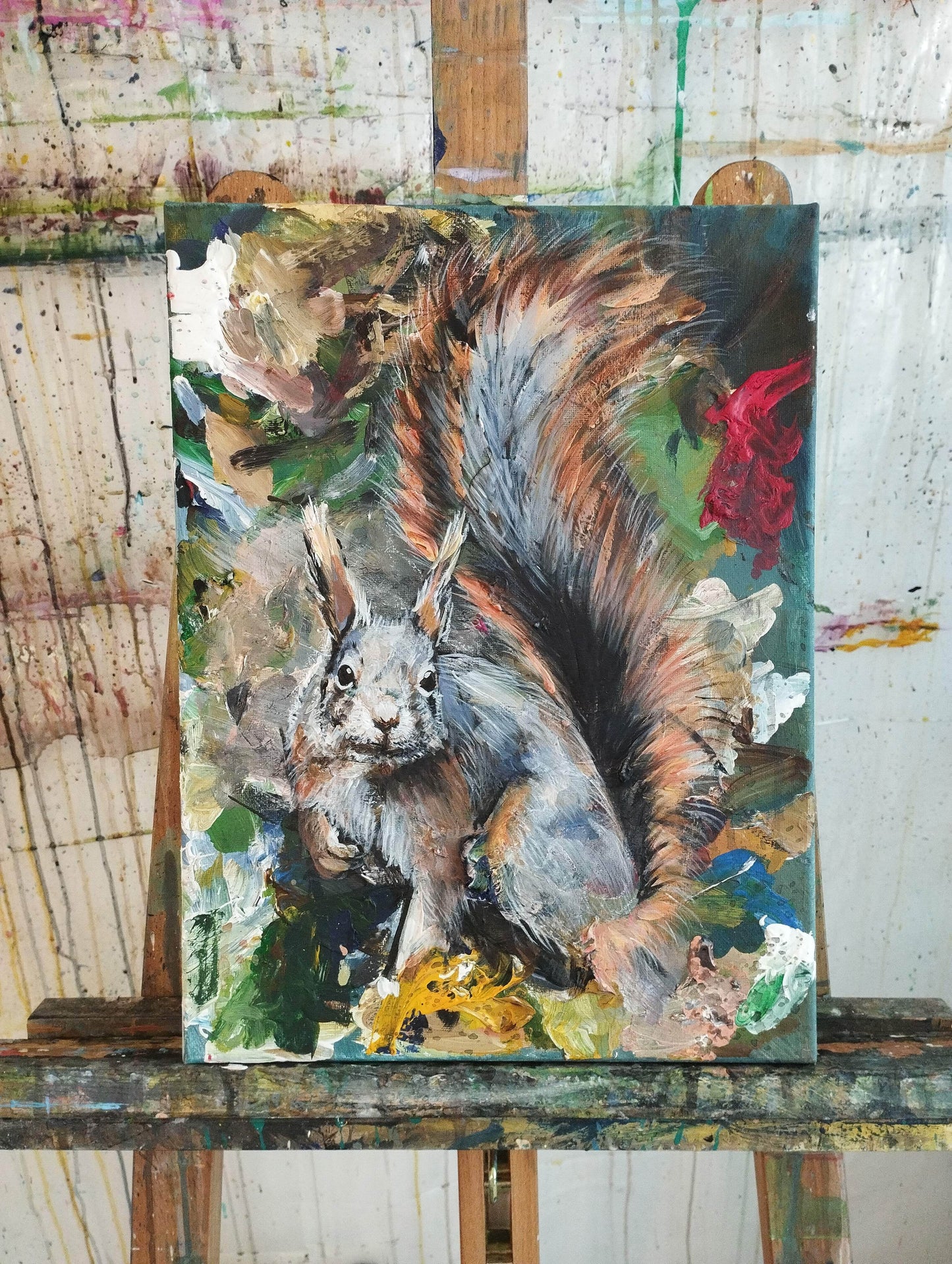 Gemälde Eichhörnchen – handgemaltes Original Acrylbild (30 x 40 cm)