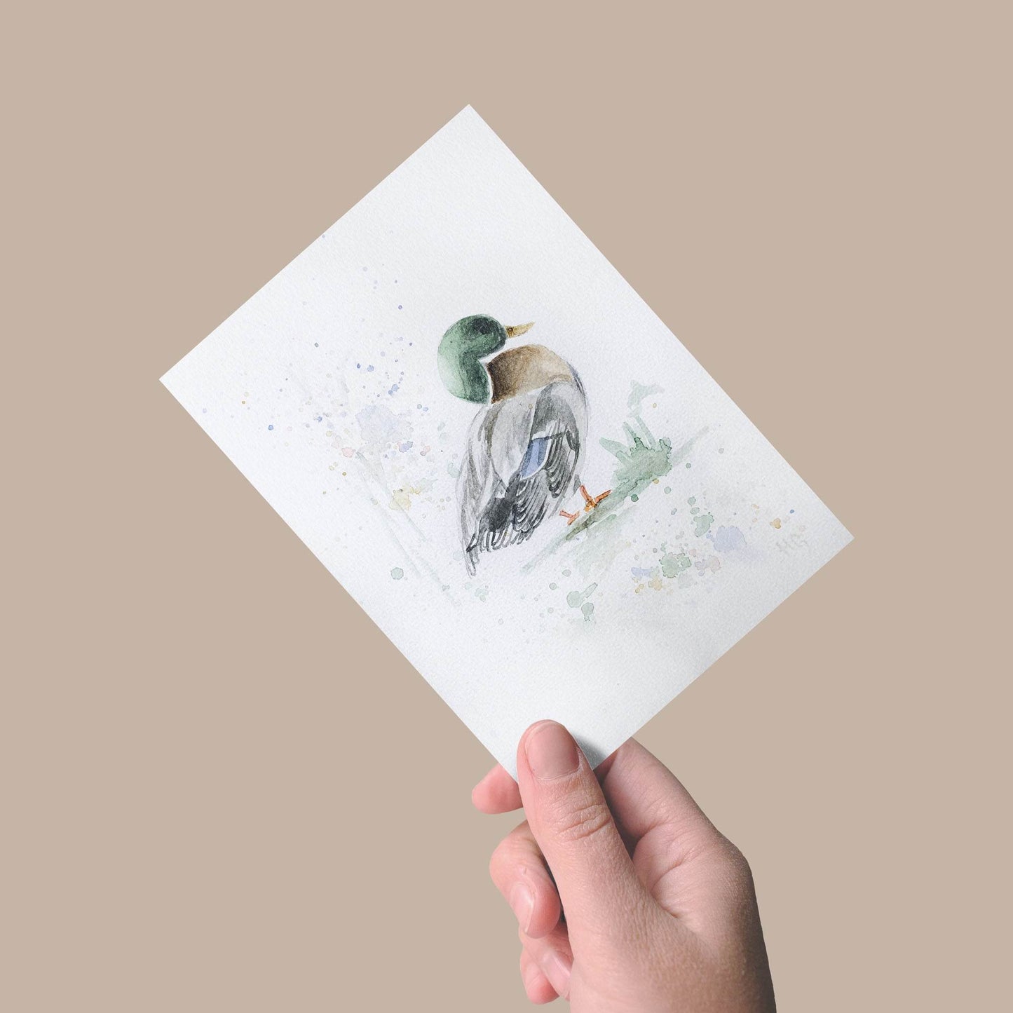 Postkarte „Ente“ – Handgemalt
