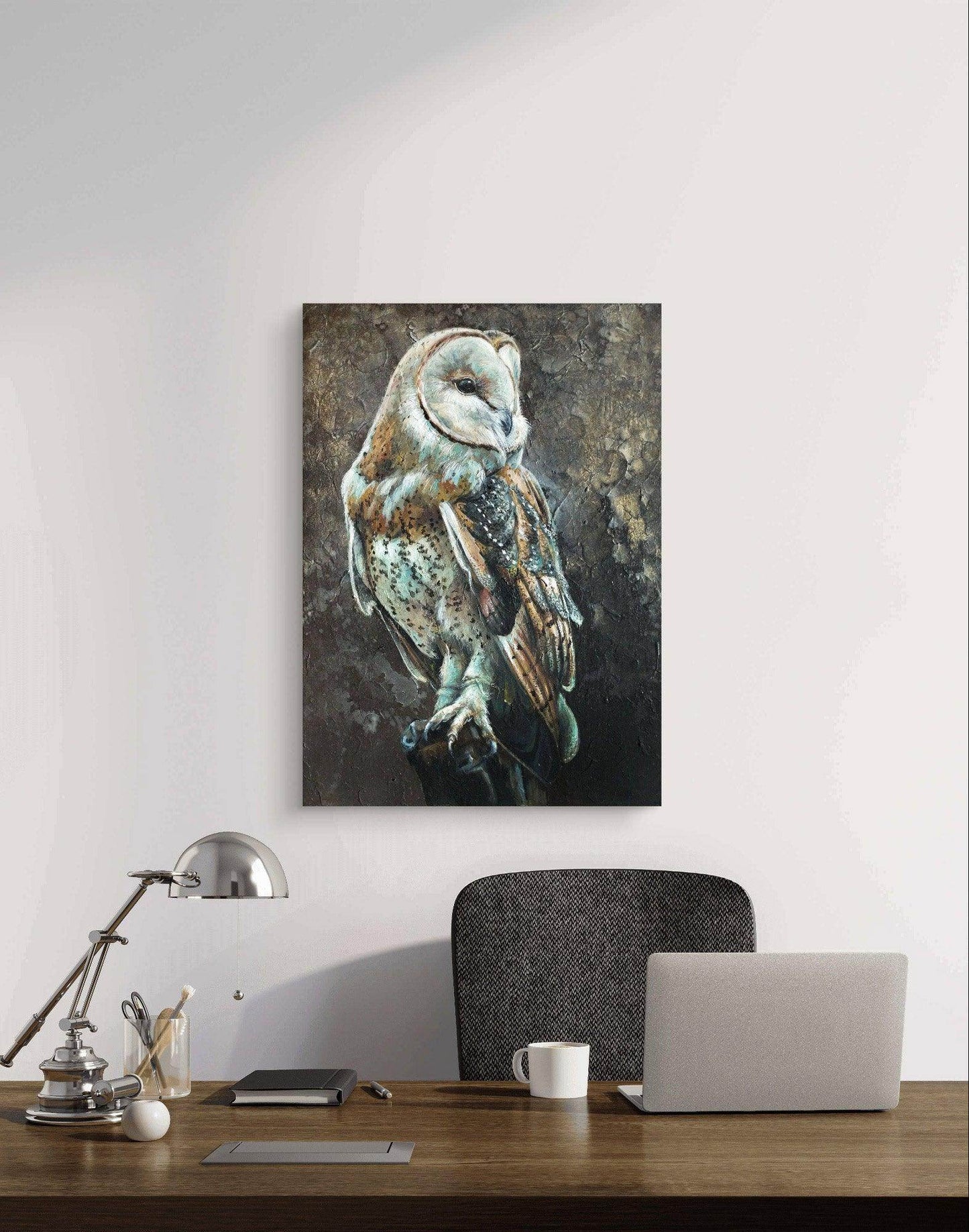 H1Z ART Acrylbild Gemälde Eule – handgemaltes Original Acrylbild (50 x 70 cm)