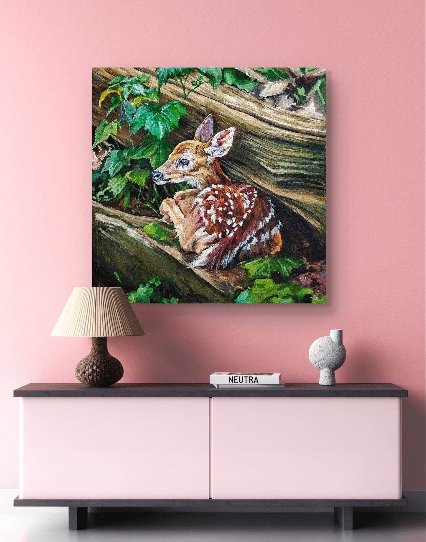 Heinz Acrylbild Wandbild junges Reh Acryl auf Leinwand (100 x 100 cm)