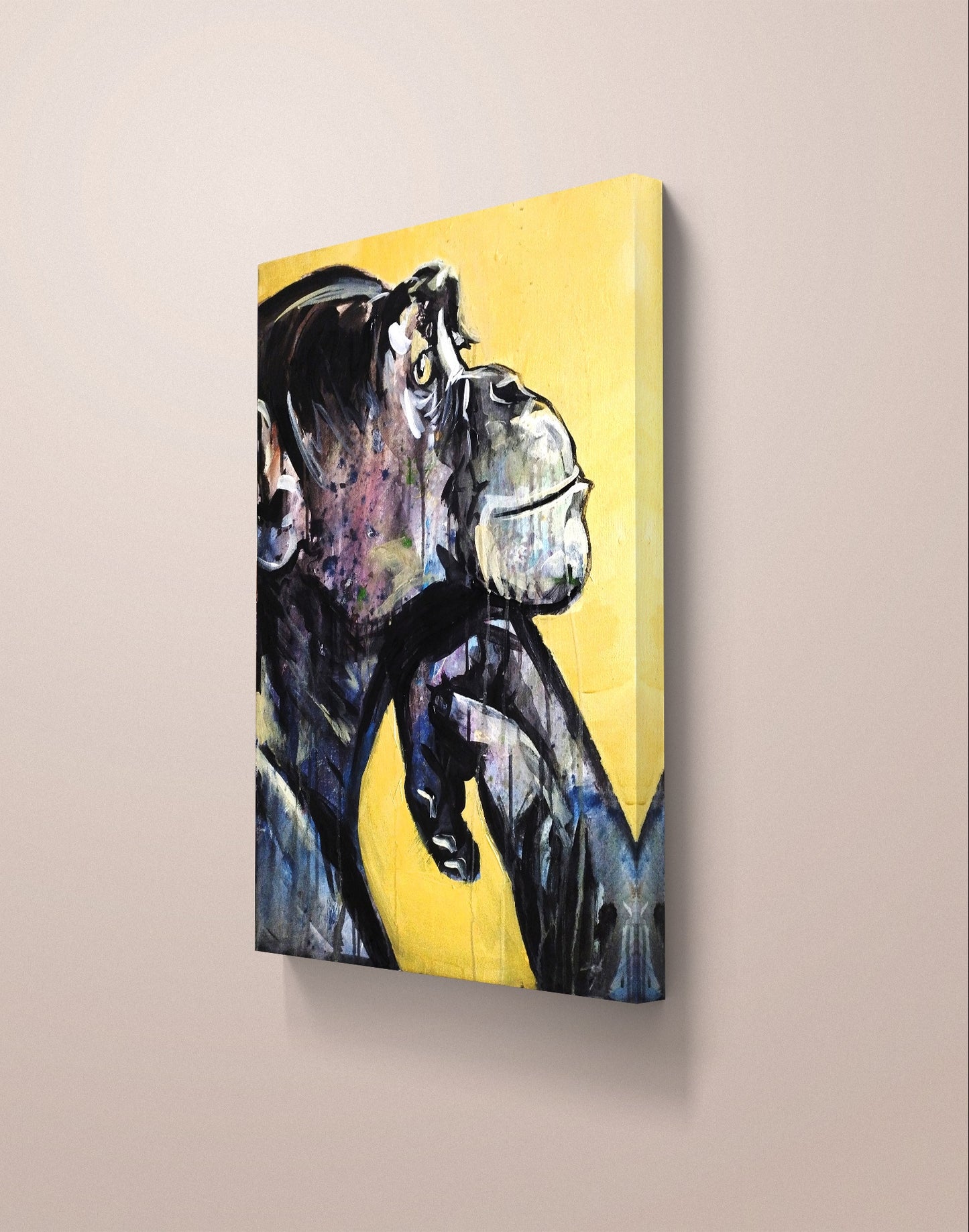 Gemälde "Nachdenklicher Affe" 50 x 70 cm - Heinz
