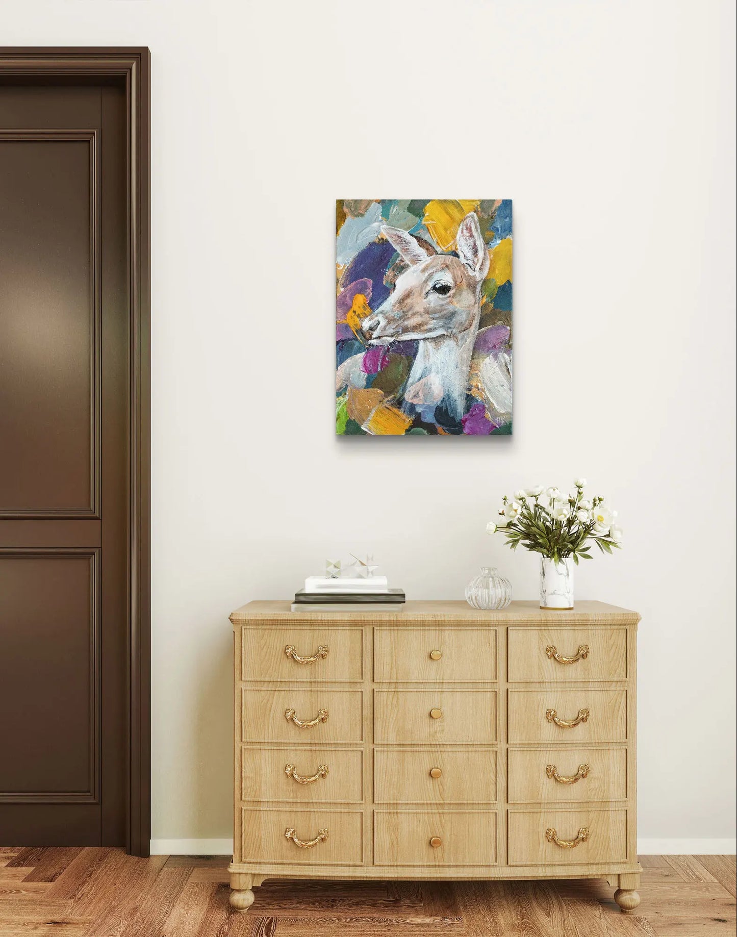 Painting Gentle Deer – hand-painted original acrylic painting (30 x 40 cm)