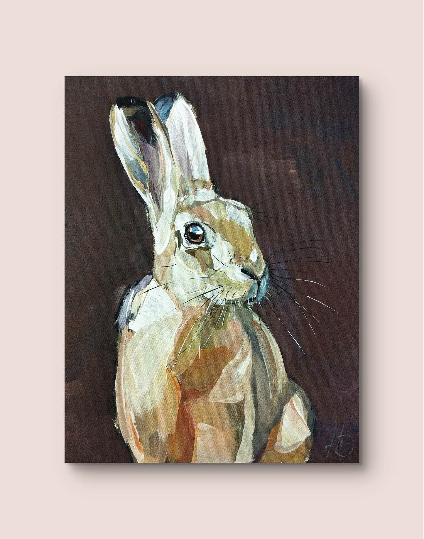 Gemälde braun Hase – handgemaltes Original Acrylbild (30 x 40 cm)