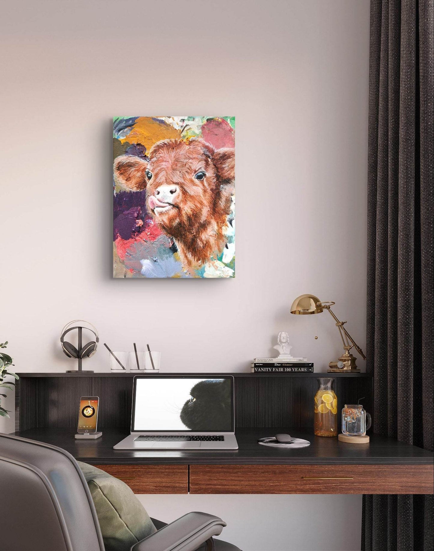 Gemälde Kalb – handgemaltes Original Acrylbild (30 x 40 cm) - H1Z Art