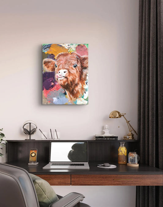 H1Z ART Acrylbild Gemälde Kalb – handgemaltes Original Acrylbild (30 x 40 cm)