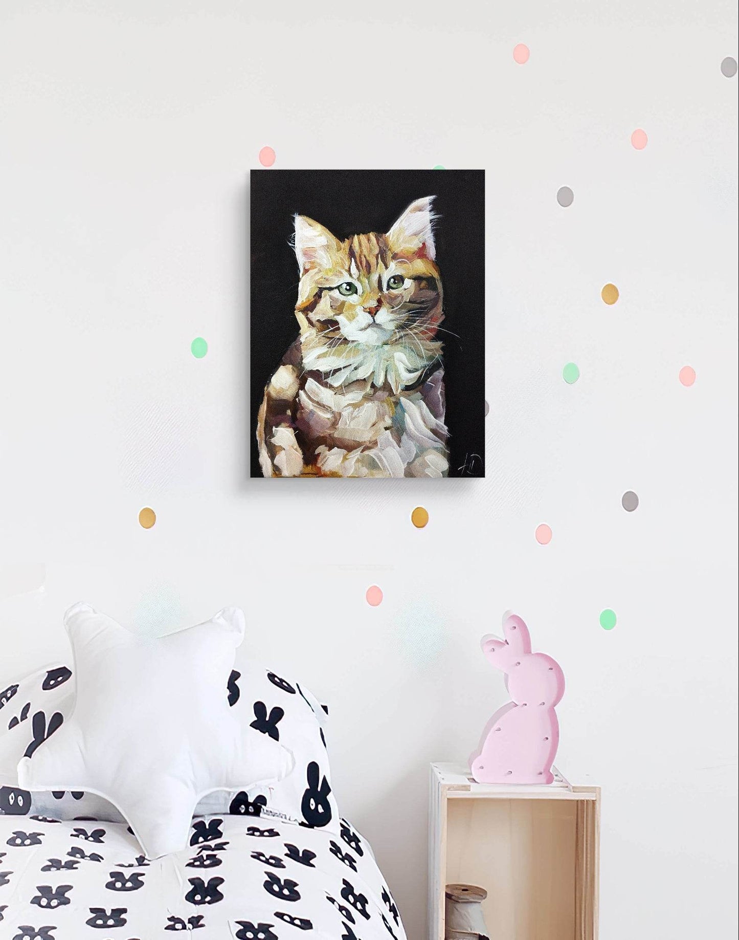 Gemälde orange Katze – handgemaltes Original Acrylbild (30 x 40 cm)