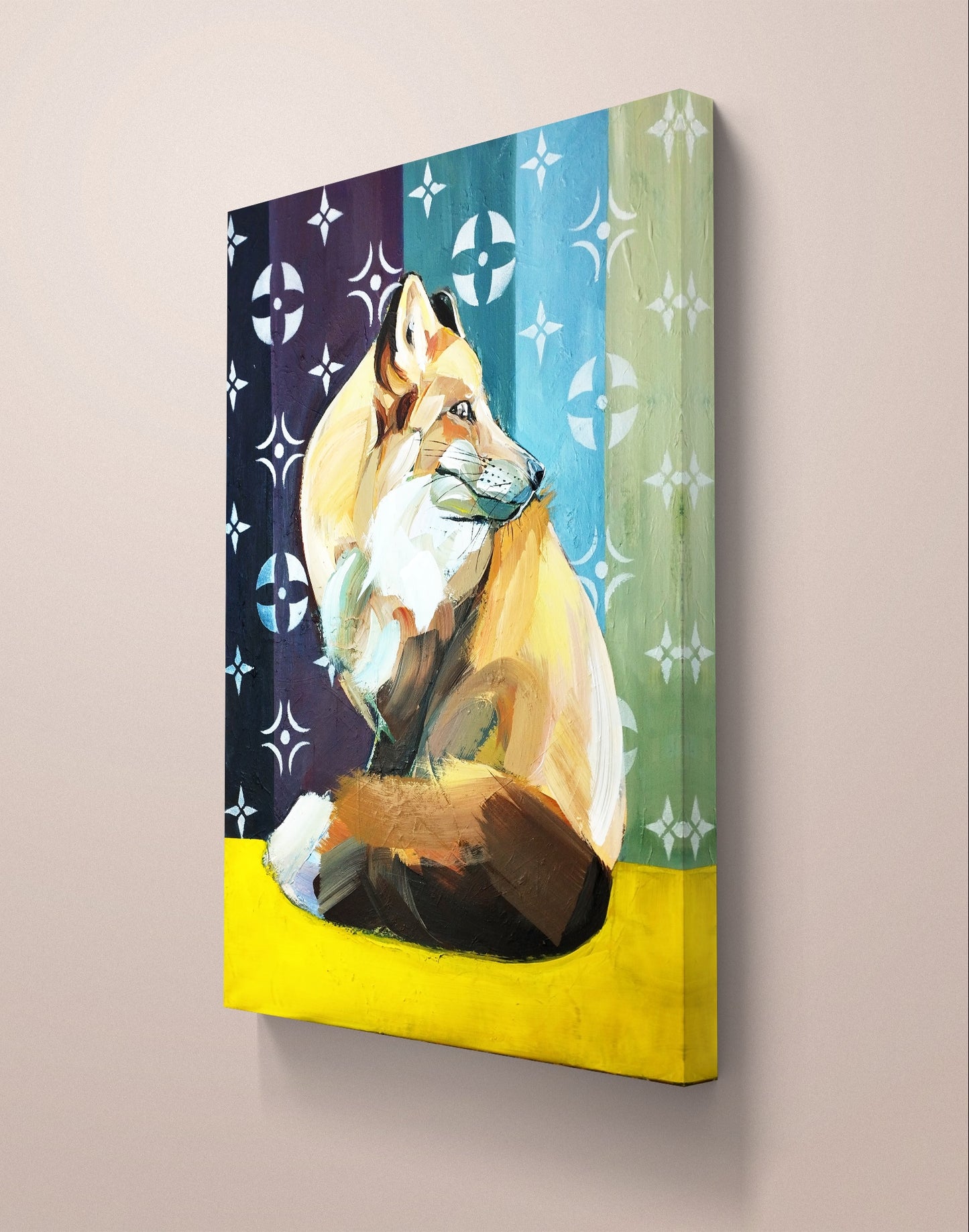 Heinz Acrylbild Acrylgemälde auf Leinwand - "Fuchs in Violettlicht" 80 x 60 cm