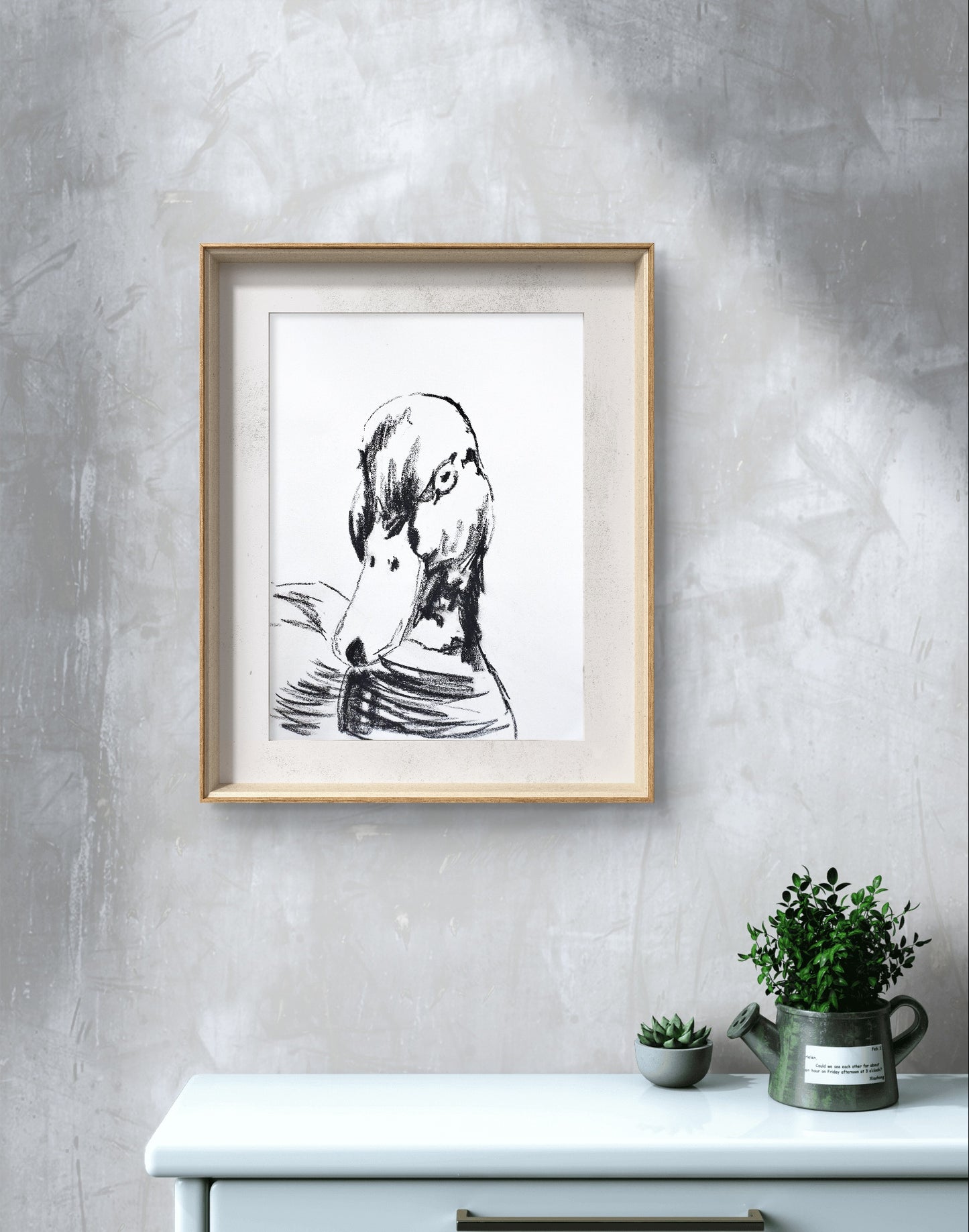 Heinz Acrylbild Skizze „Stille Feder – die Ente in Linie gefasst“ 30 x 40 cm