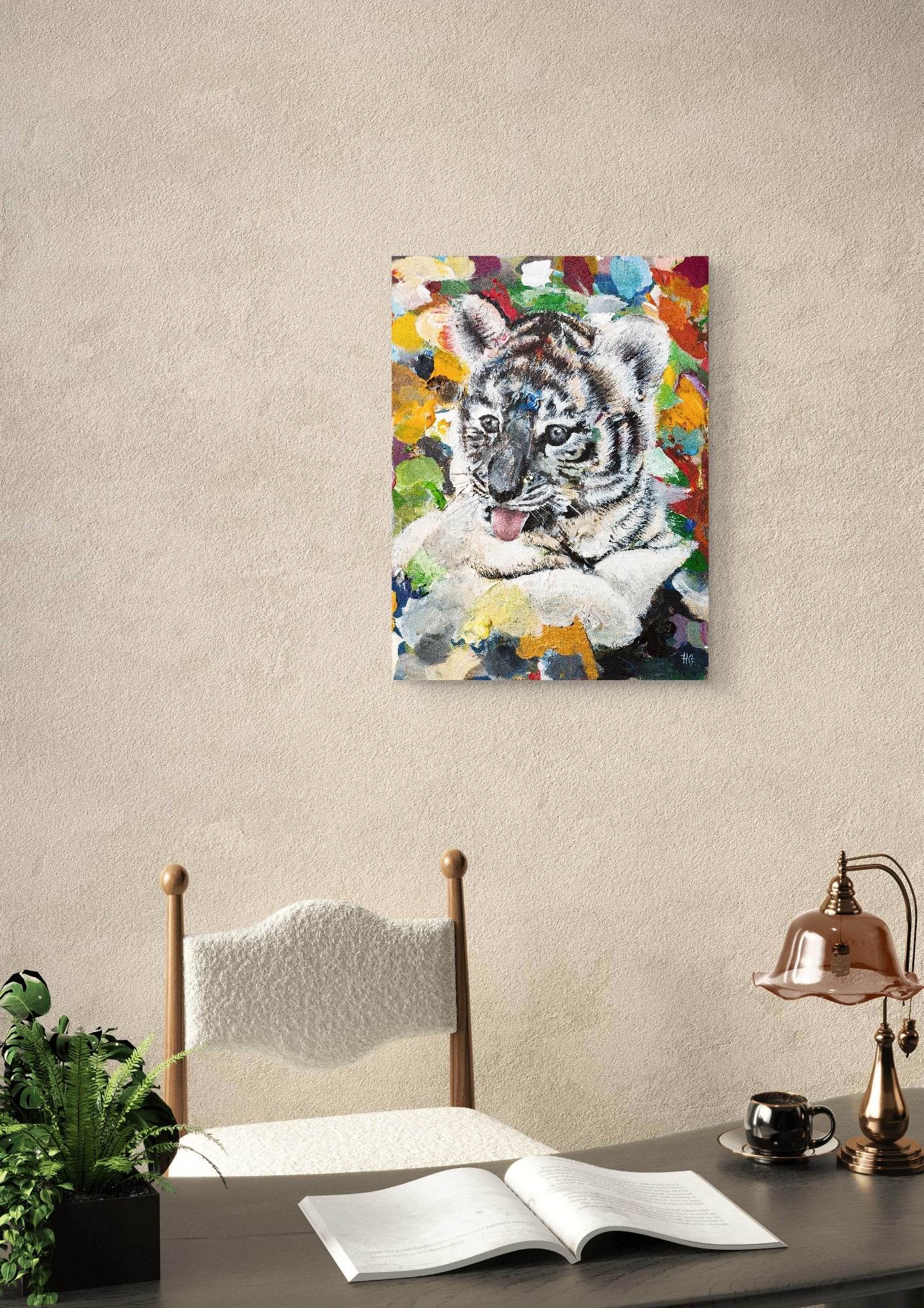 Gemälde Tiger junges – handgemaltes Original Acrylbild (30 x 40 cm)