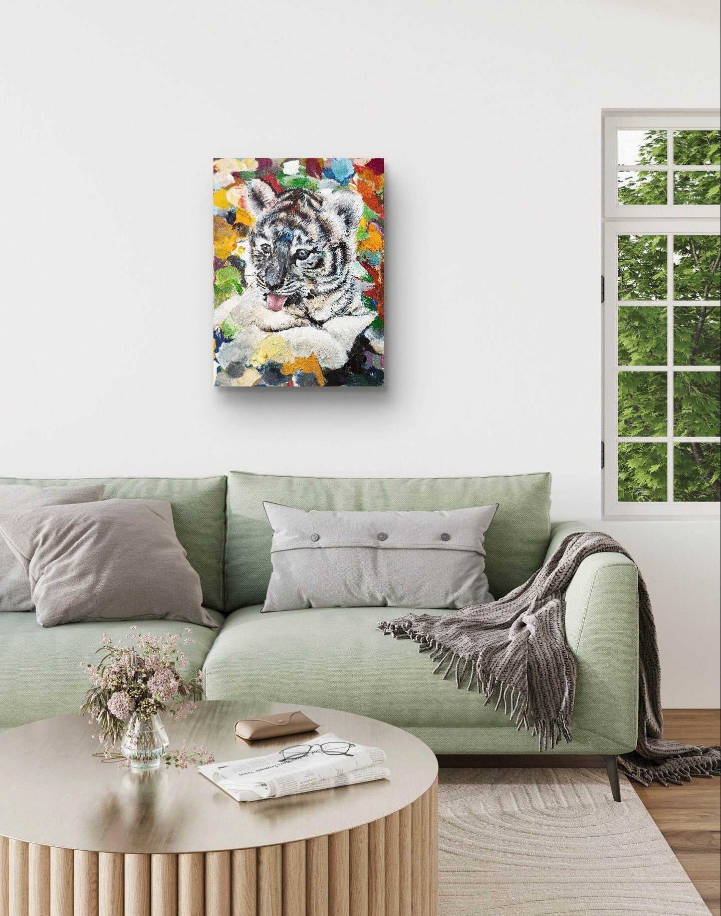 Gemälde Tiger junges – handgemaltes Original Acrylbild (30 x 40 cm)