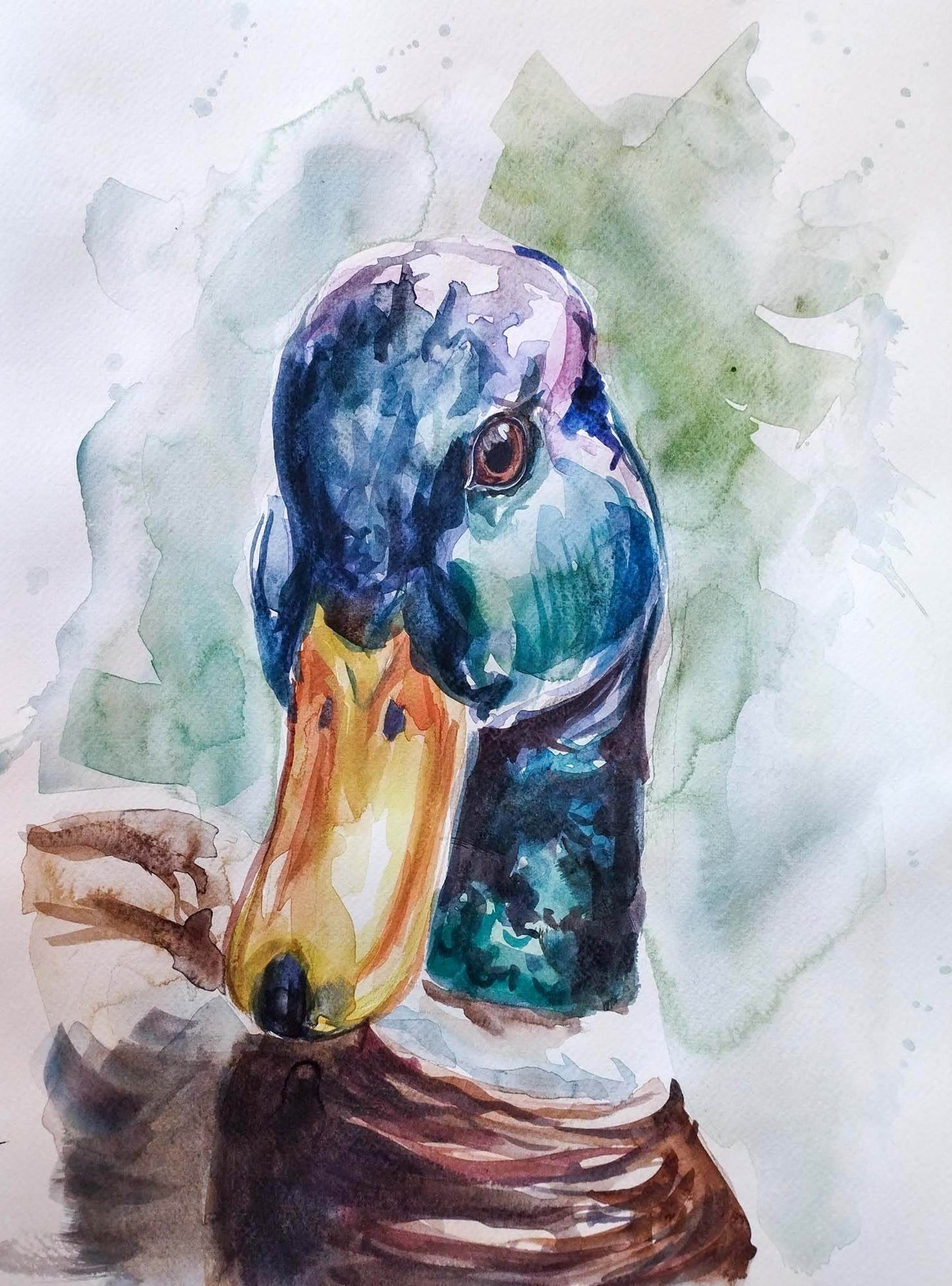 Aquarellbild Ente (30 × 40 cm) - H1Z Art