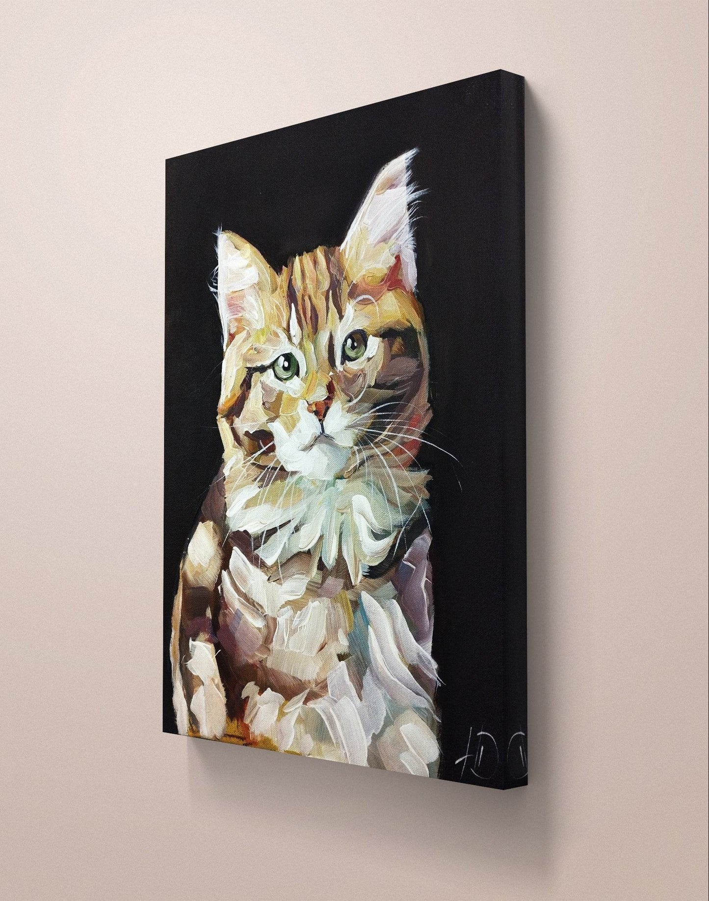 Gemälde orange Katze – handgemaltes Original Acrylbild (30 x 40 cm)