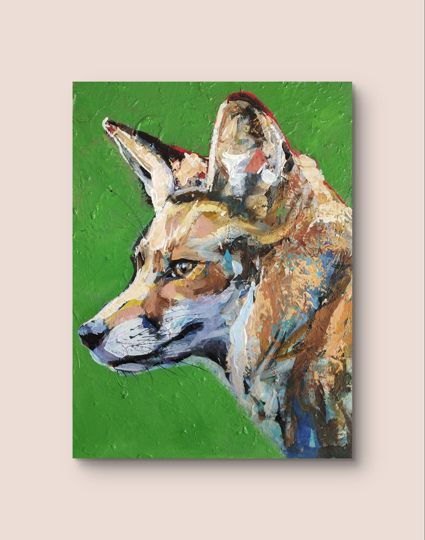 Premium Gemälde "Grüner Fuchs" 30 x 40 cm - Heinz
