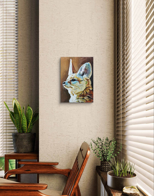 Expressiv-realistisches Gemälde Fennek – handgemaltes Original Acrylbild (34 x 24 cm) auf Leinwand von H1Z ART in lebendiger Atmosphäre