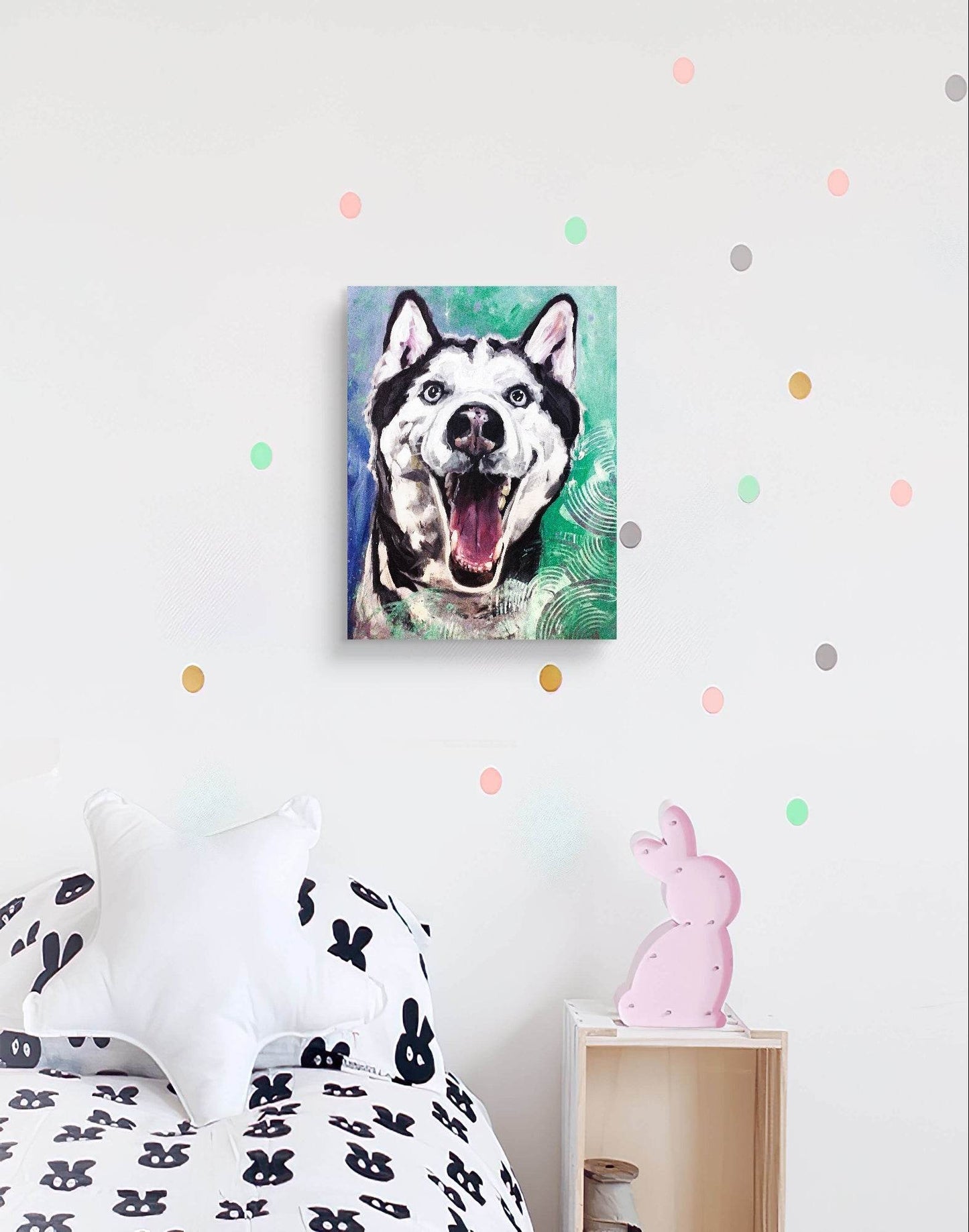 H1Z ART Acrylbild Gemälde Husky – handgemaltes Original Acrylbild (30 x 40 cm)