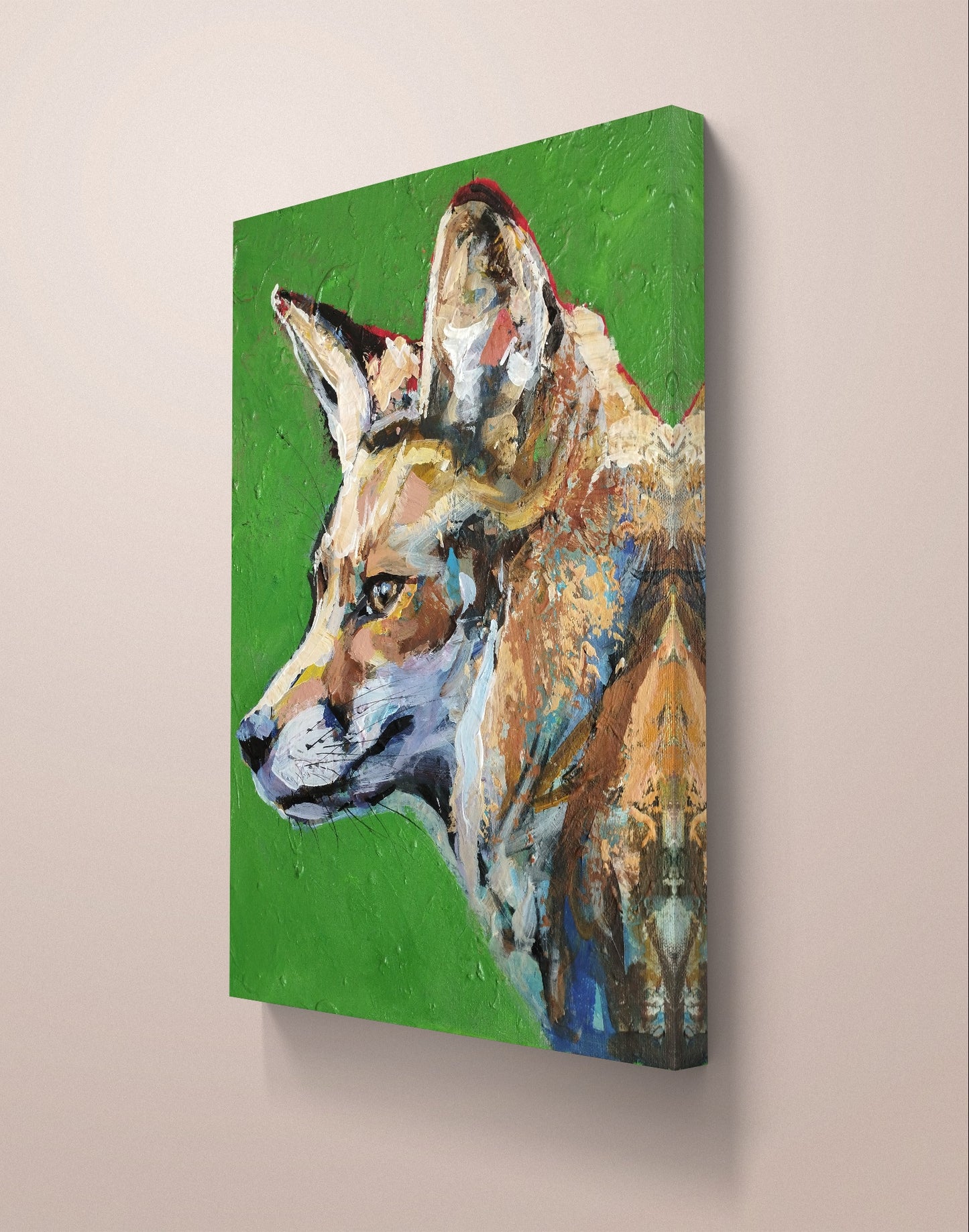 Premium Gemälde "Grüner Fuchs" 30 x 40 cm - Heinz