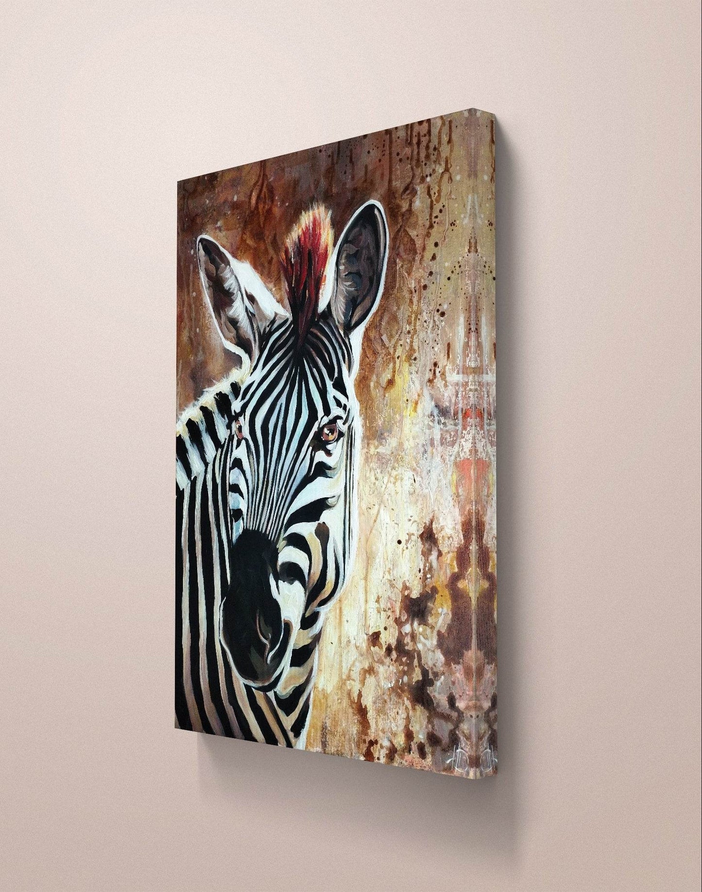 H1Z ART Acrylbild Gemälde Zebra im Morgenlicht – handgemaltes Original Acrylbild (50 x 70 cm)