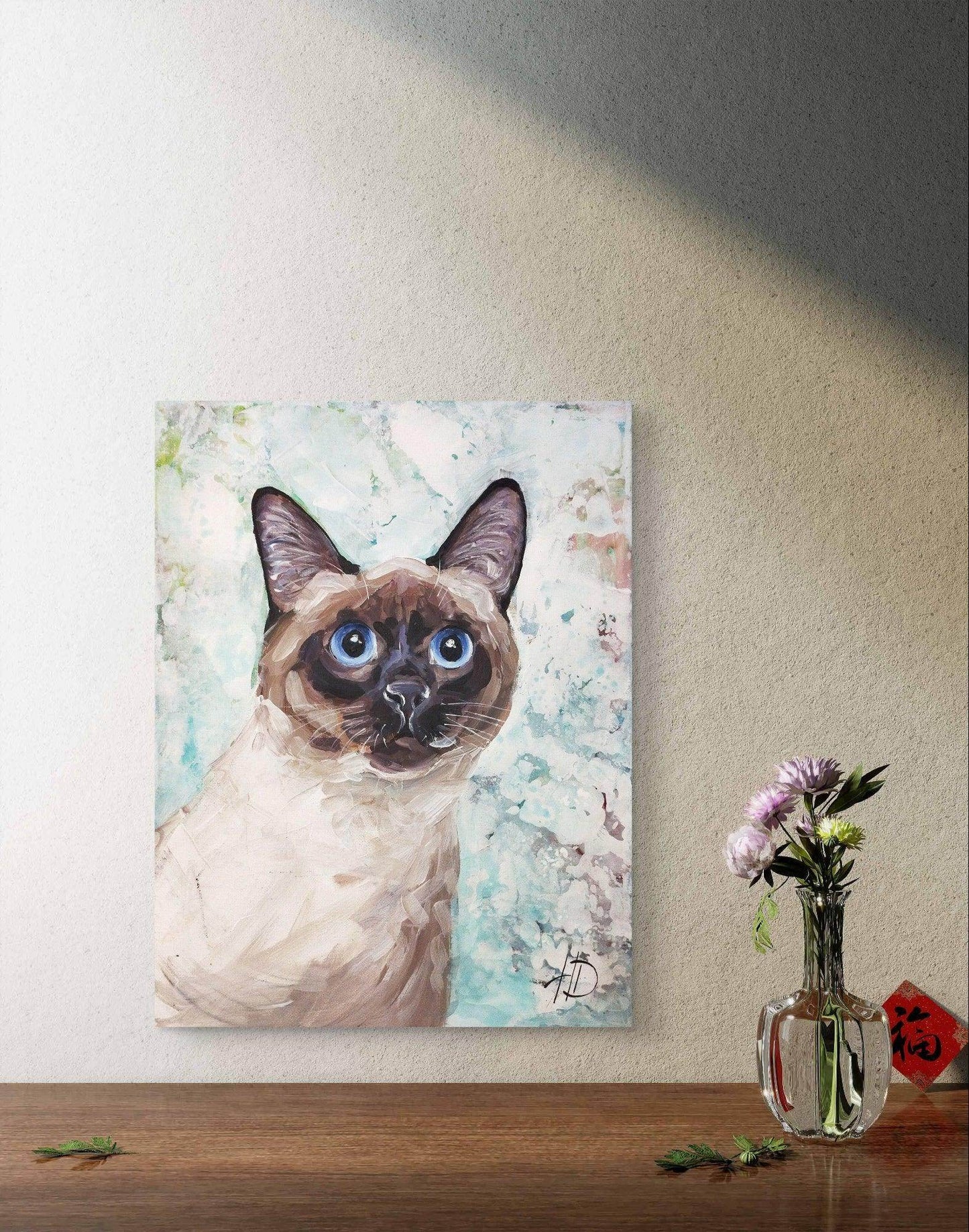 H1Z ART Acrylbild Gemälde Siamkatze – handgemaltes Original Acrylbild (30 x 40 cm)