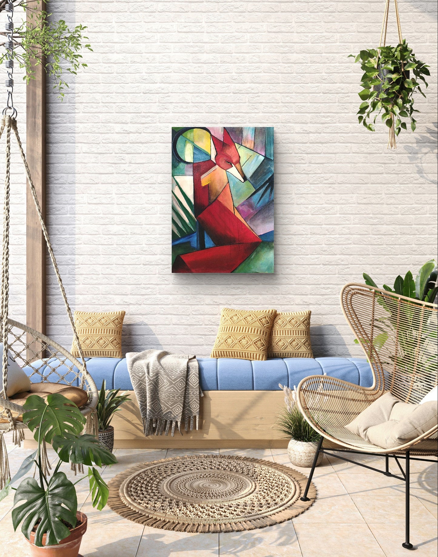 Premium Gemälde "Kubistischer Fuchs" 100 x 70 cm - Heinz